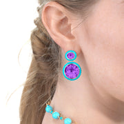 Amethyst with Turquoise Inlay Oval Earrings