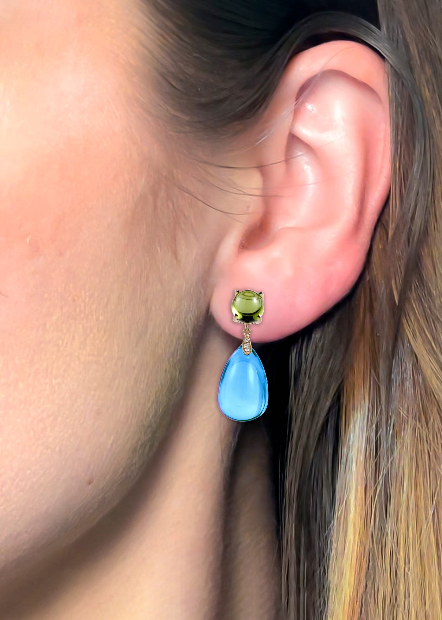 Blue Topaz with Peridot