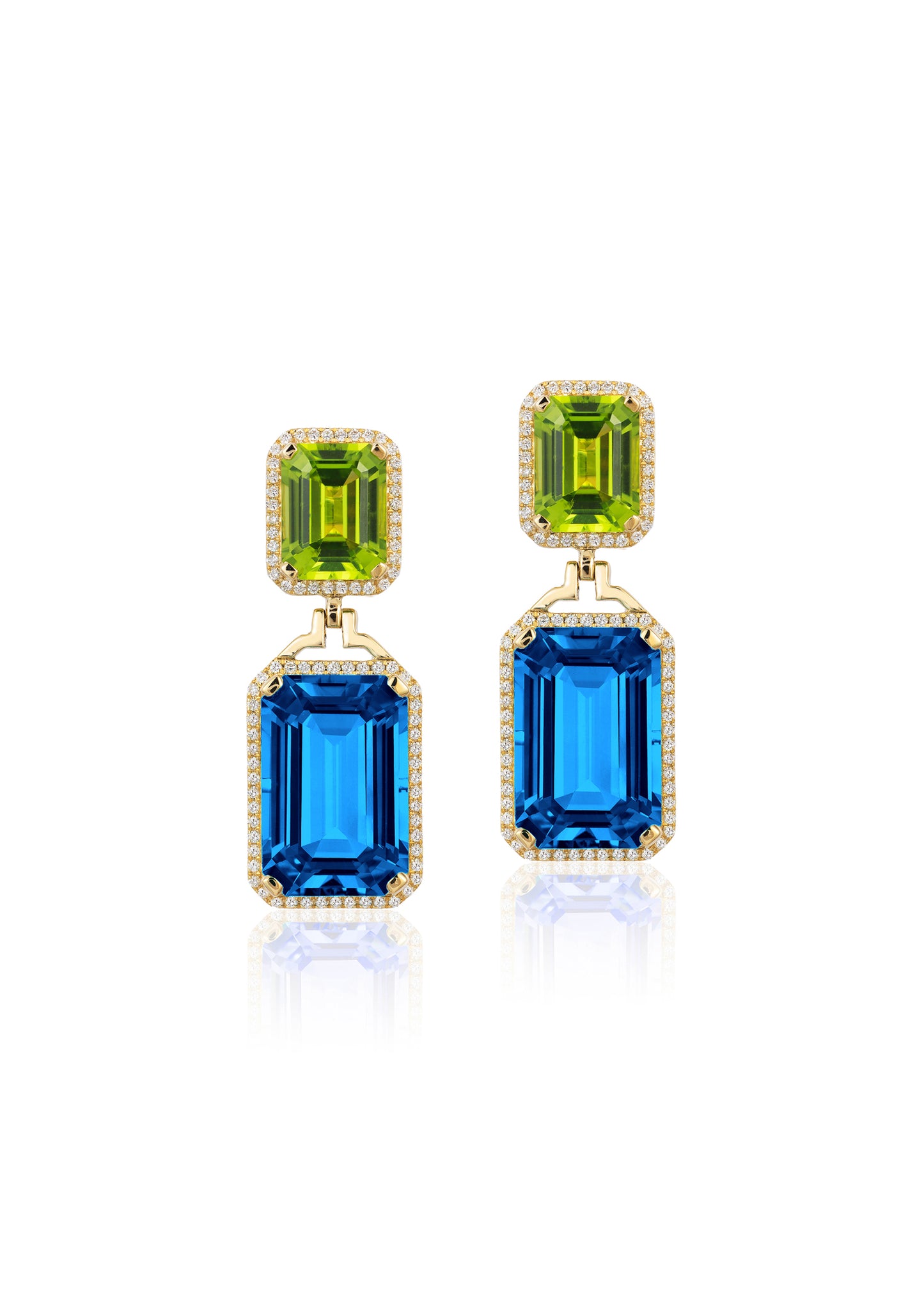 Yellow gold-London Blue Topaz with Peridot