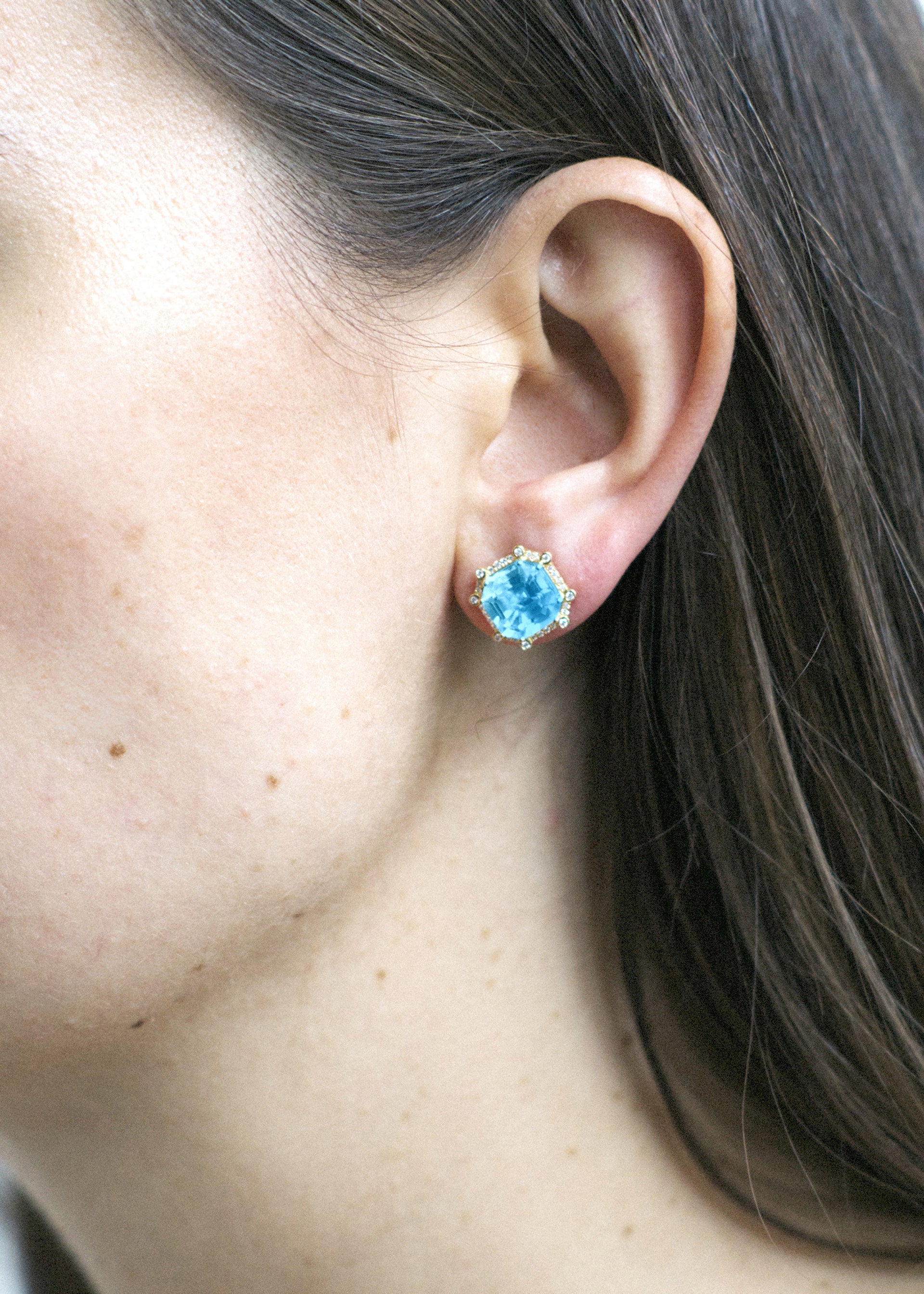 Yellow gold-Blue Topaz