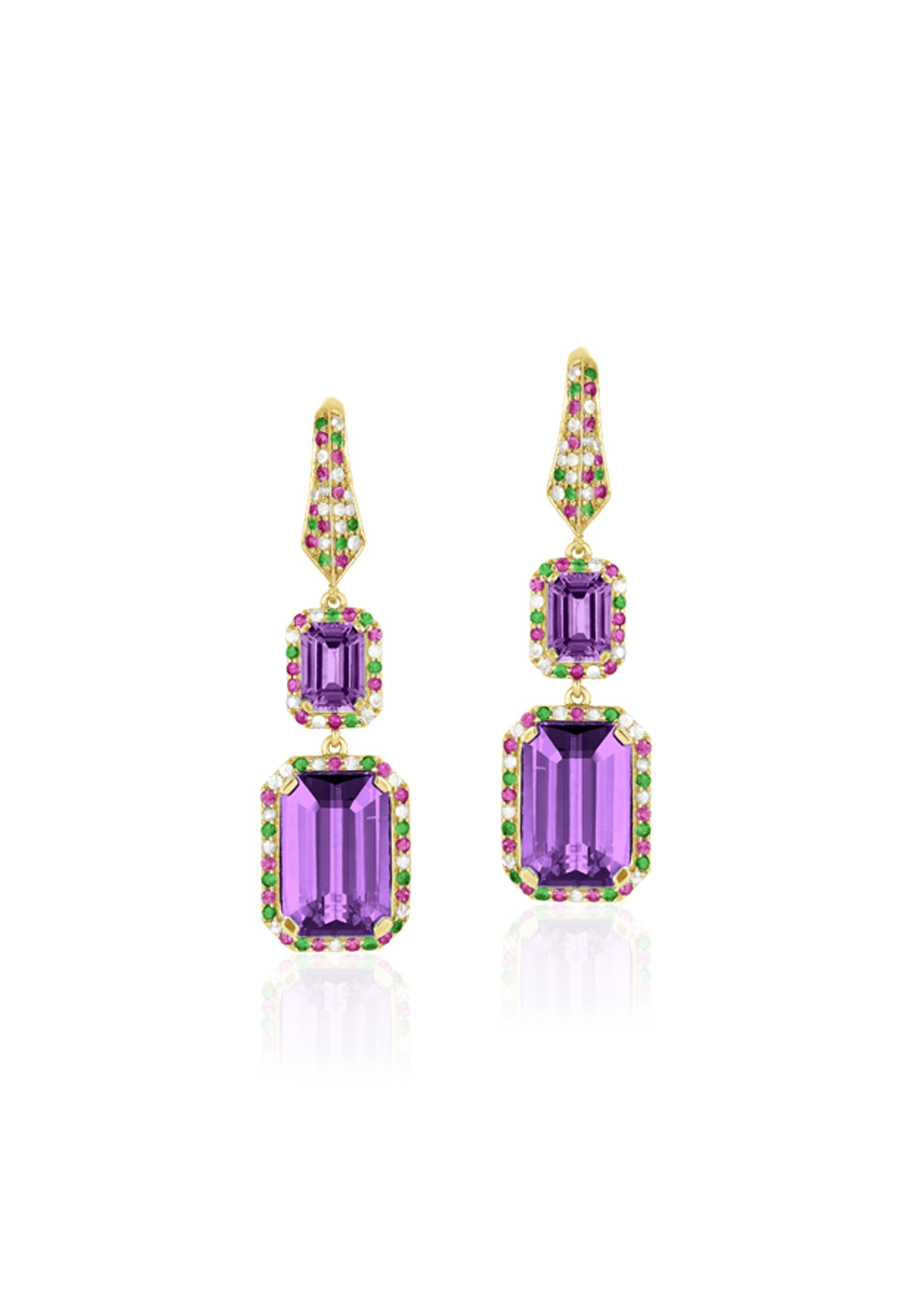 Yellow gold-Amethyst with Sapphire & Tsavorites