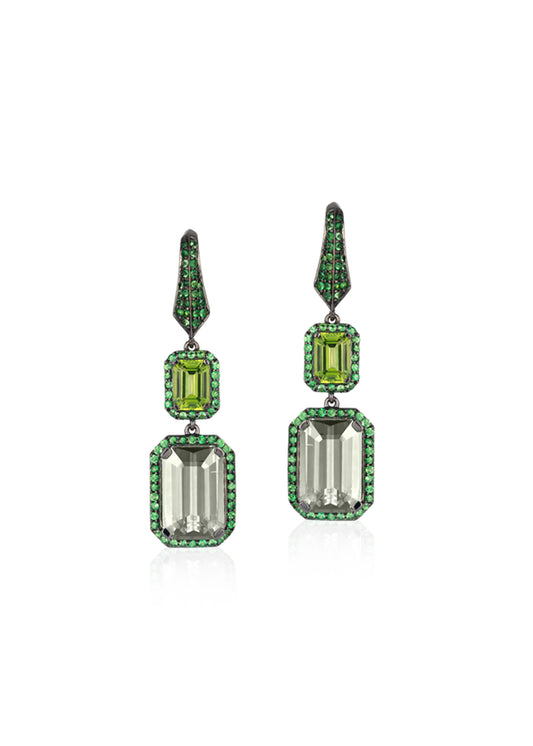 Yellow gold-Prasiolite with Peridot & Tsavorites