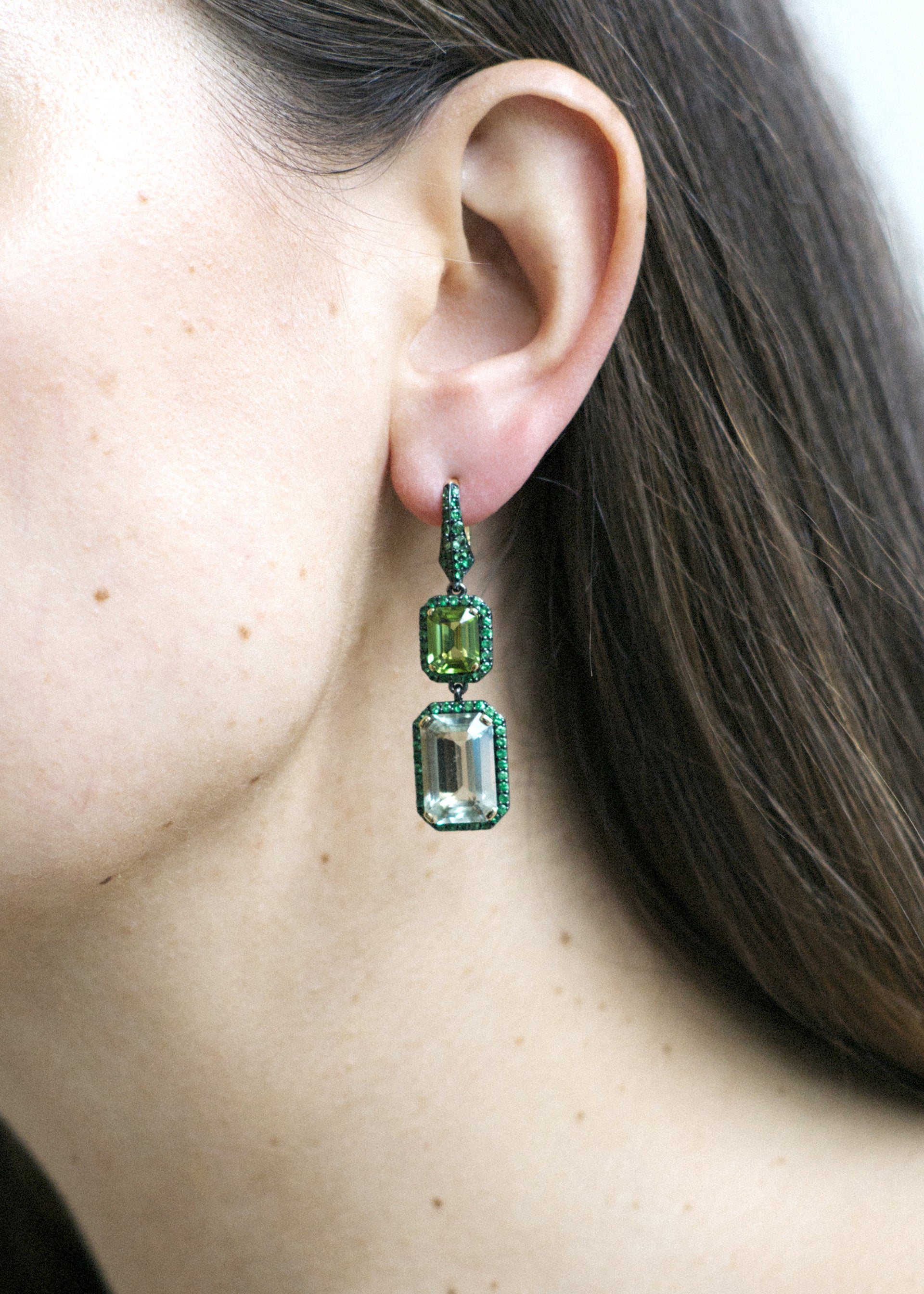 Yellow gold-Prasiolite with Peridot & Tsavorites