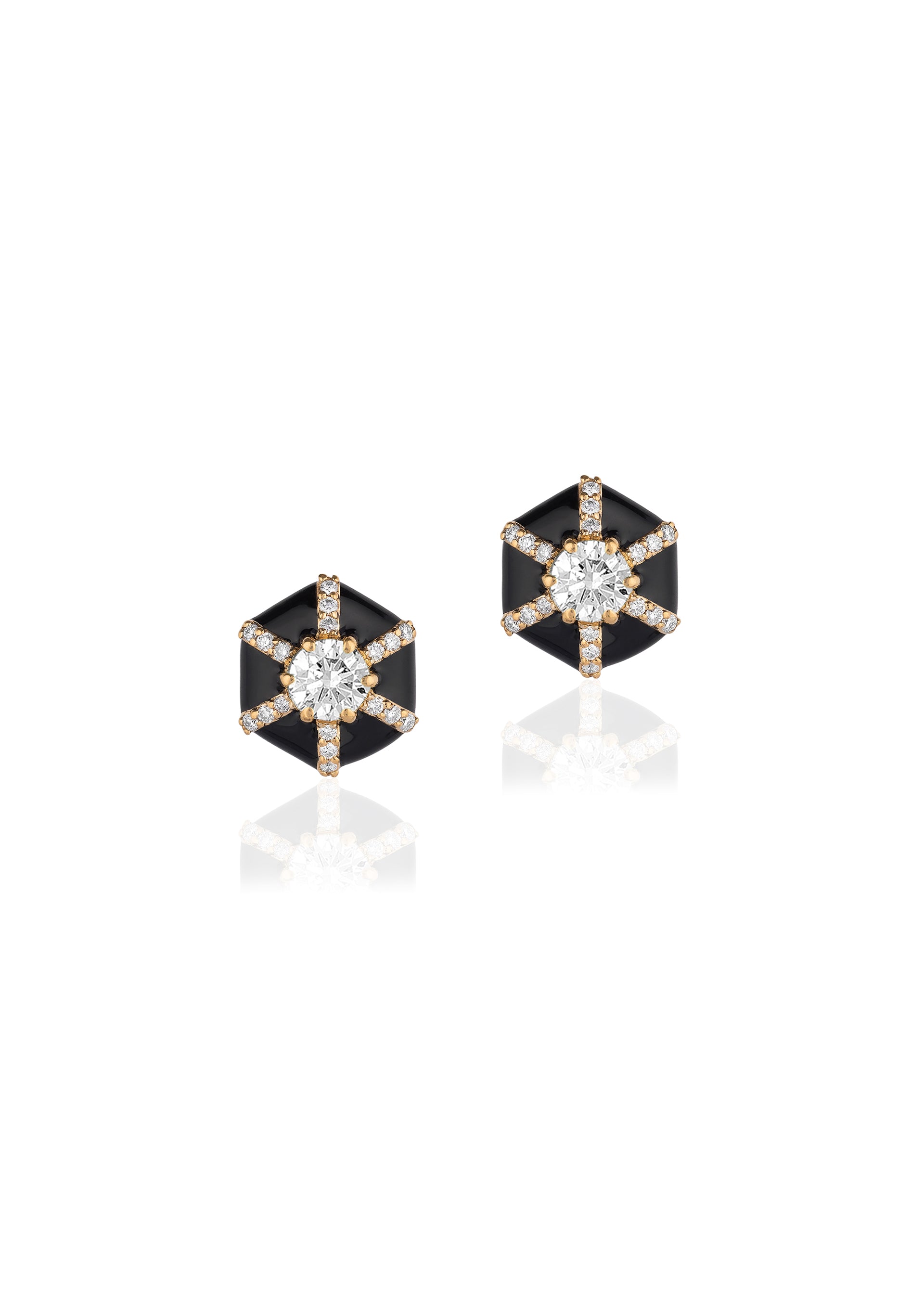 Yellow gold-Diamond with Black Enamel