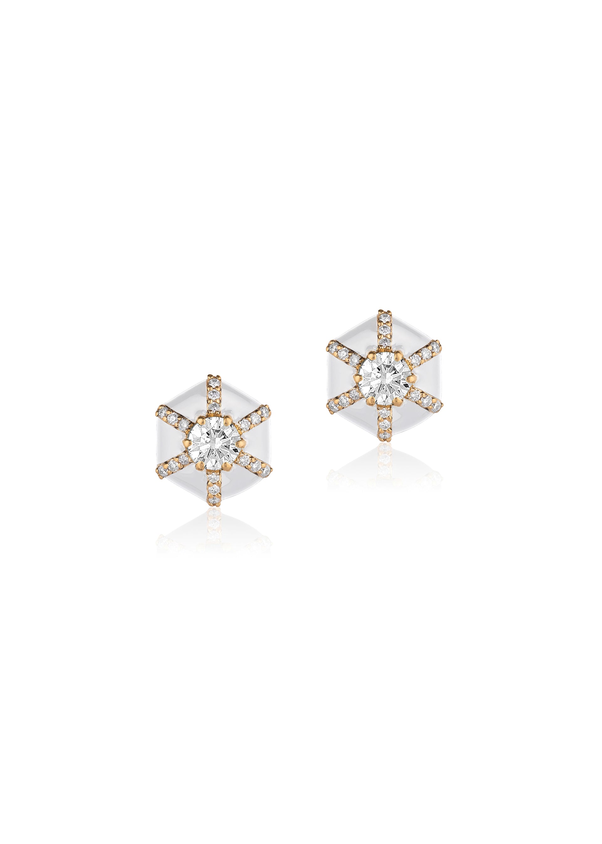 Yellow gold-Diamond with White Enamel