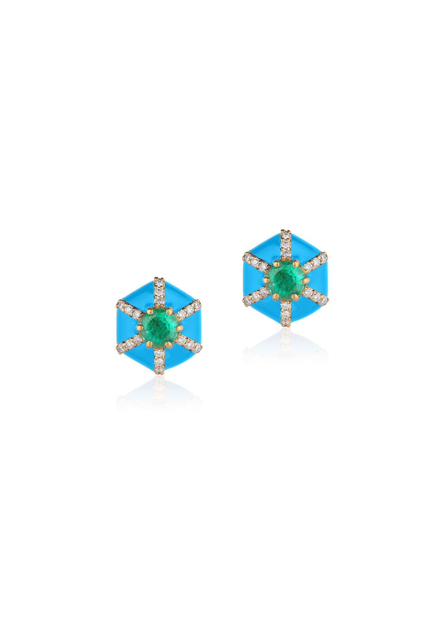 Yellow gold-Emerald with Turquoise Enamel