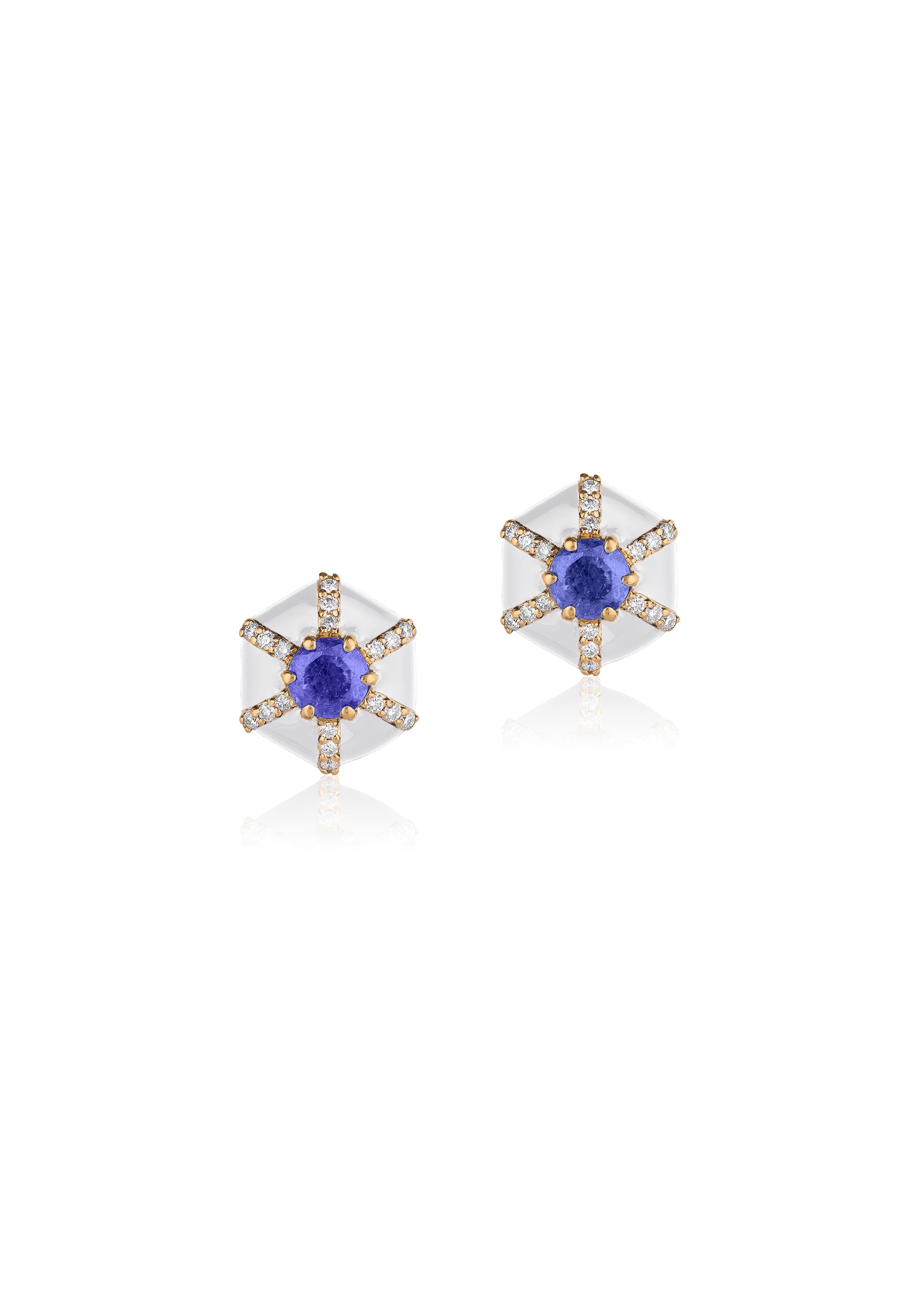 Yellow gold-Tanzanite with White Enamel