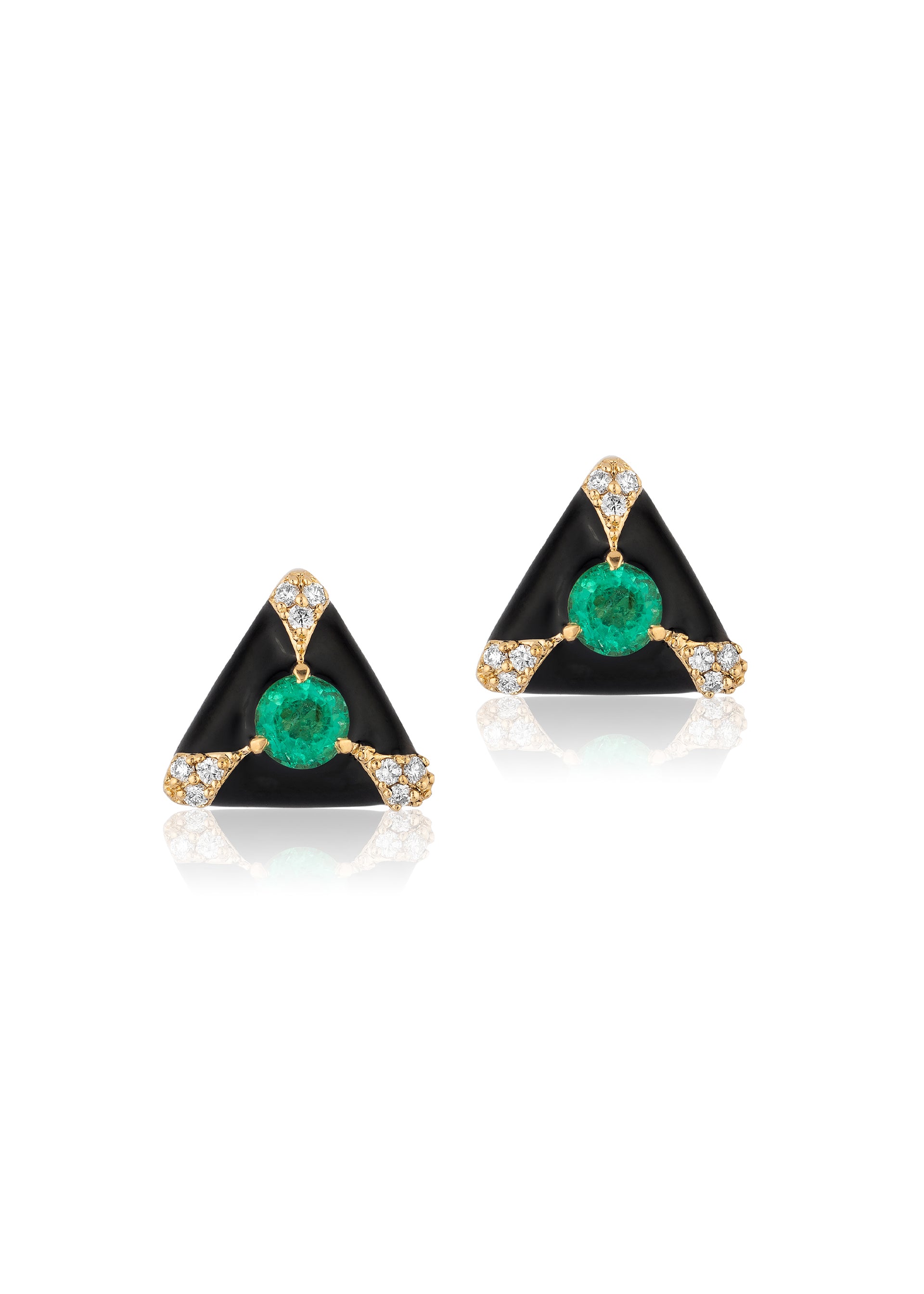 Yellow gold-Emerald with Black Enamel