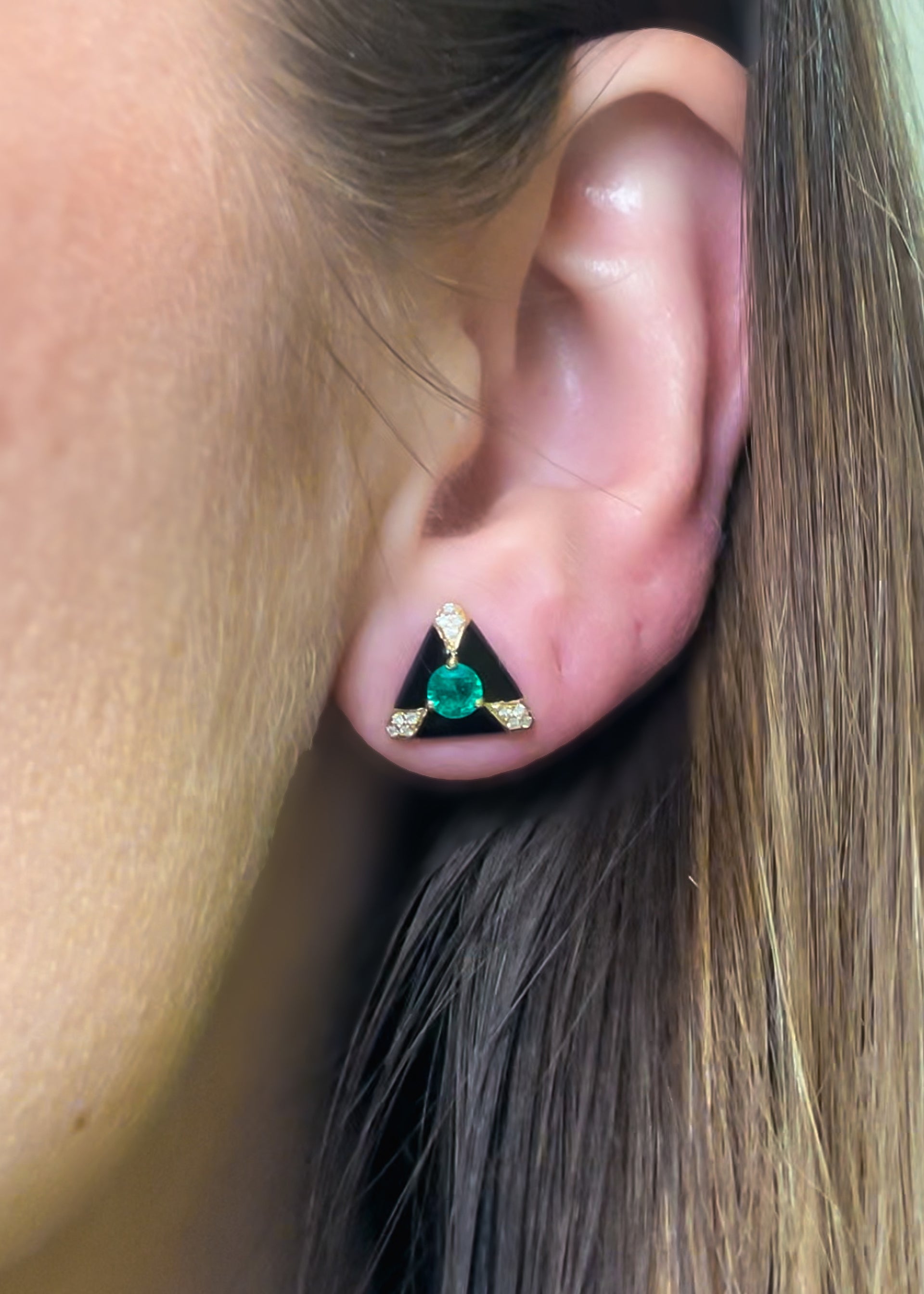Yellow gold-Emerald with Black Enamel
