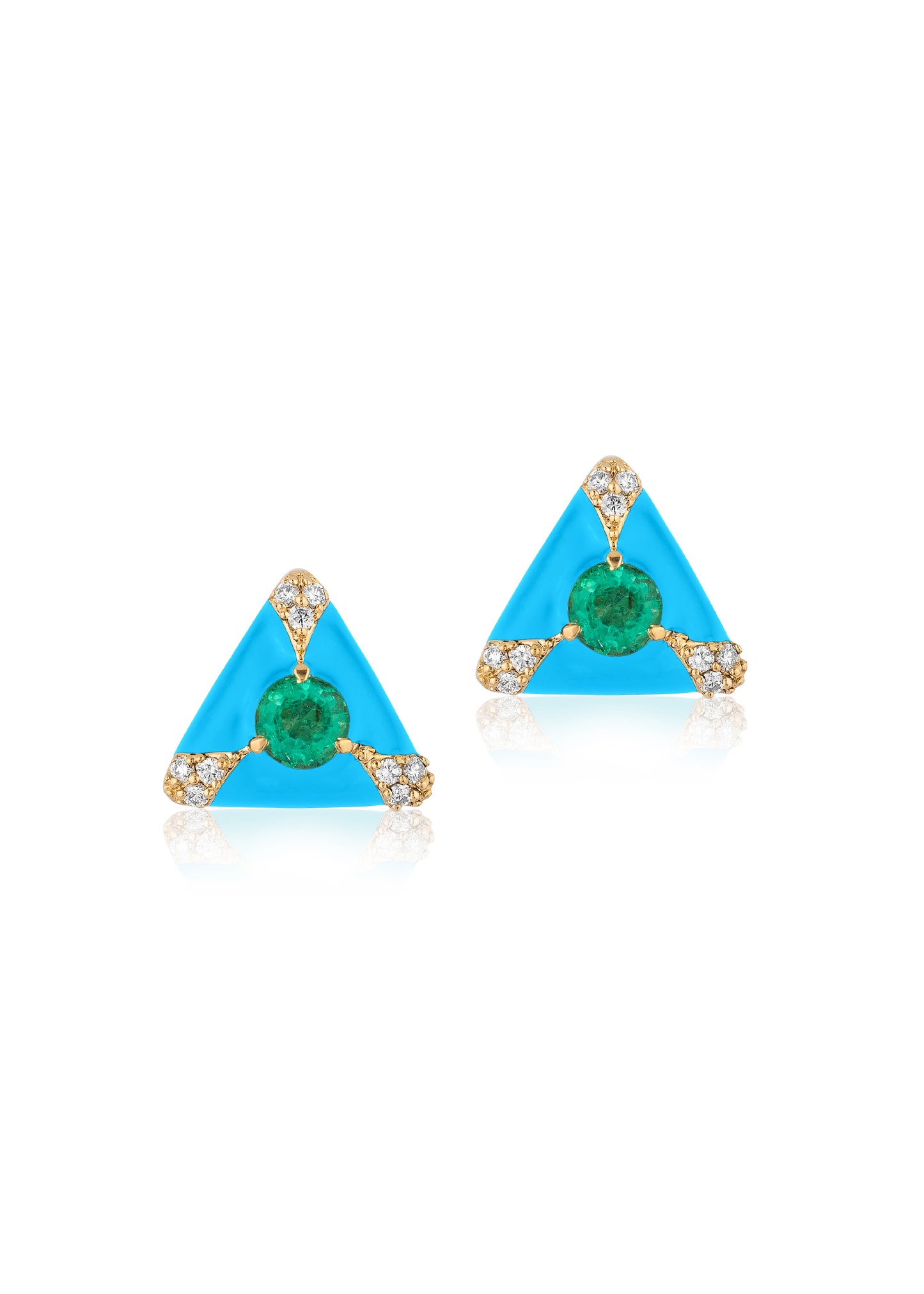 Yellow gold-Emerald with Turquoise Enamel