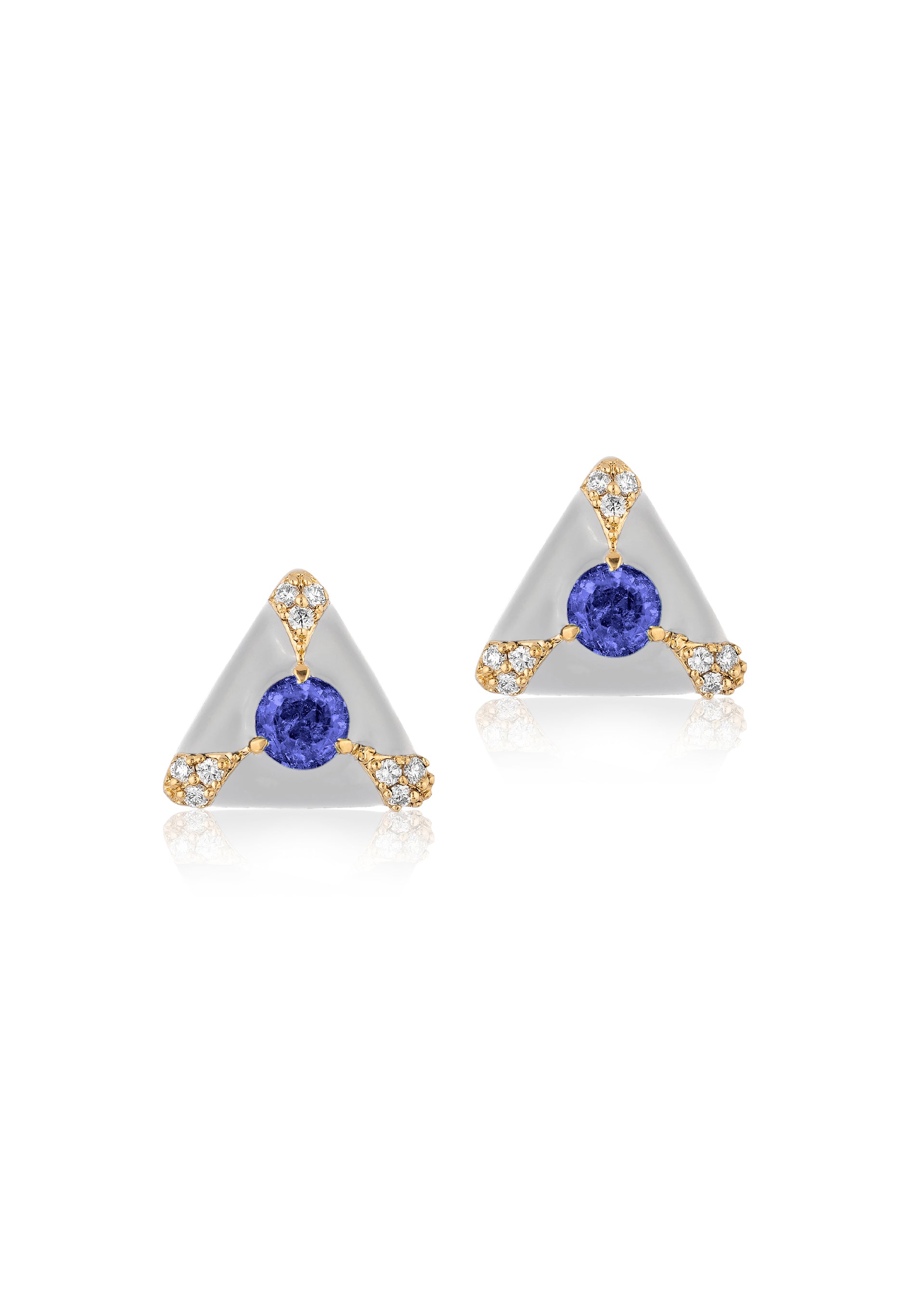Yellow gold-Tanzanite with White  Enamel