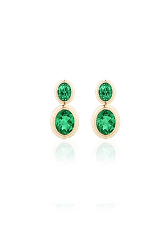 Oval Bezel Drop Earrings