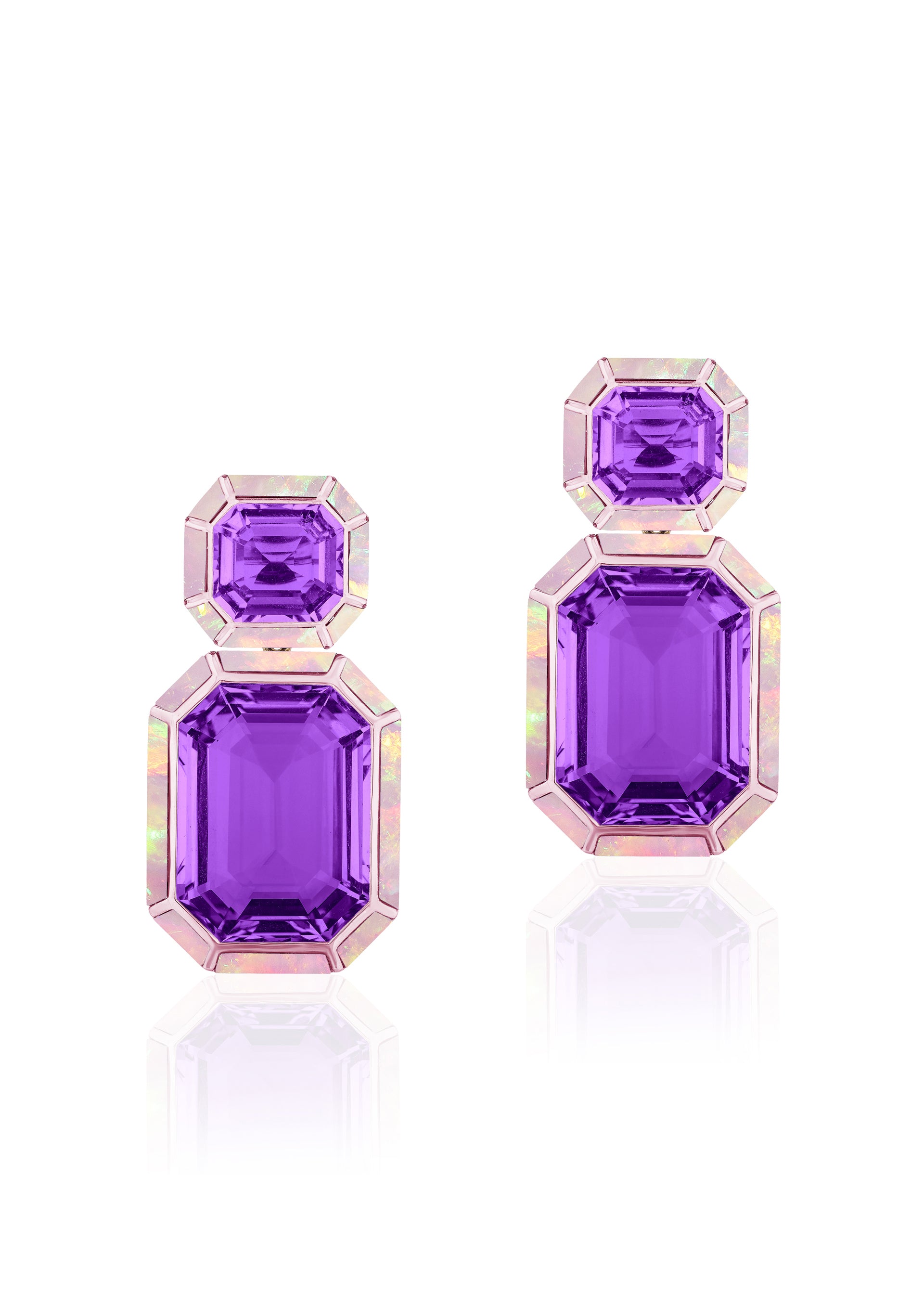 Rose gold-Amethyst with Pink Opal