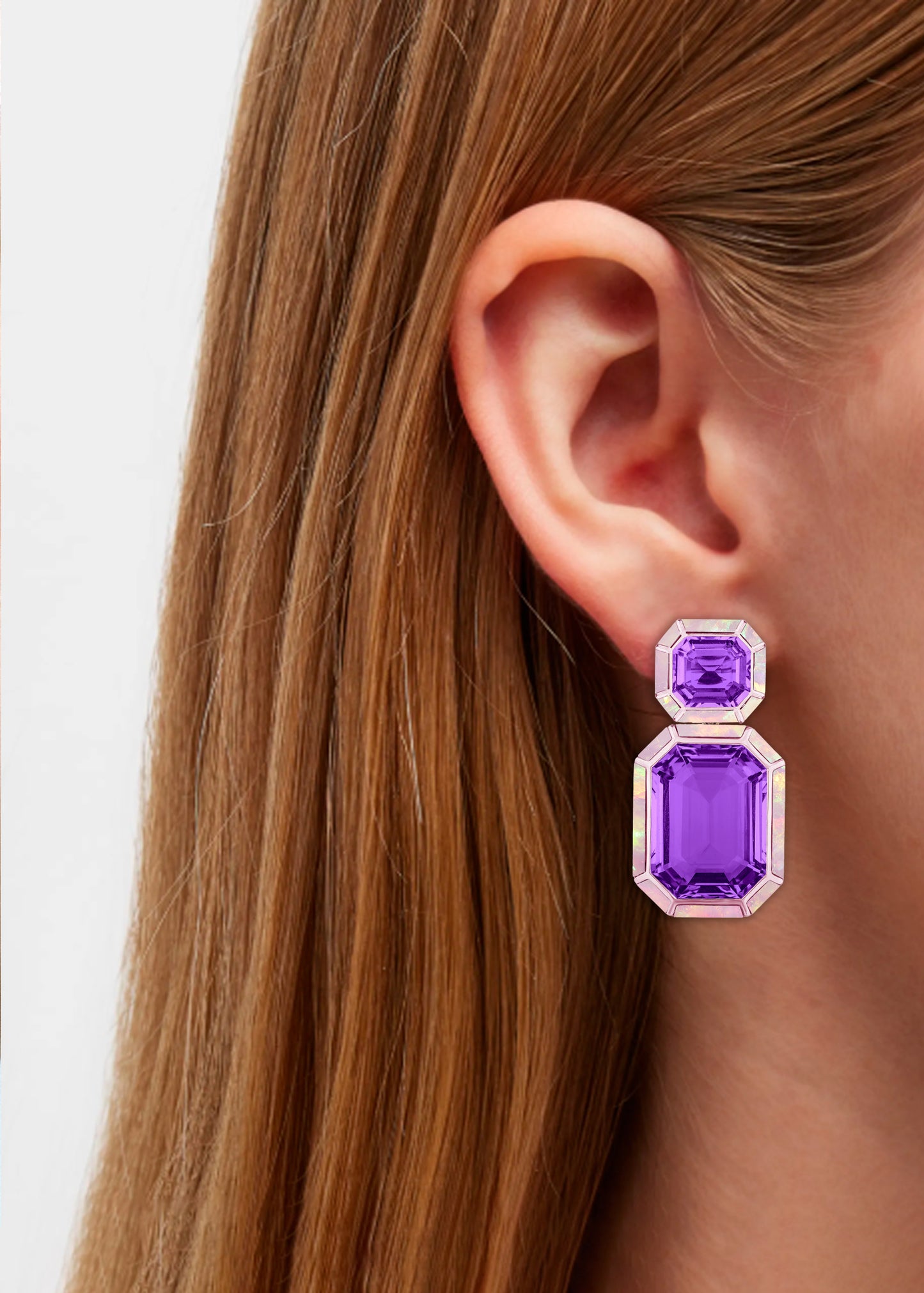 Rose gold-Amethyst with Pink Opal