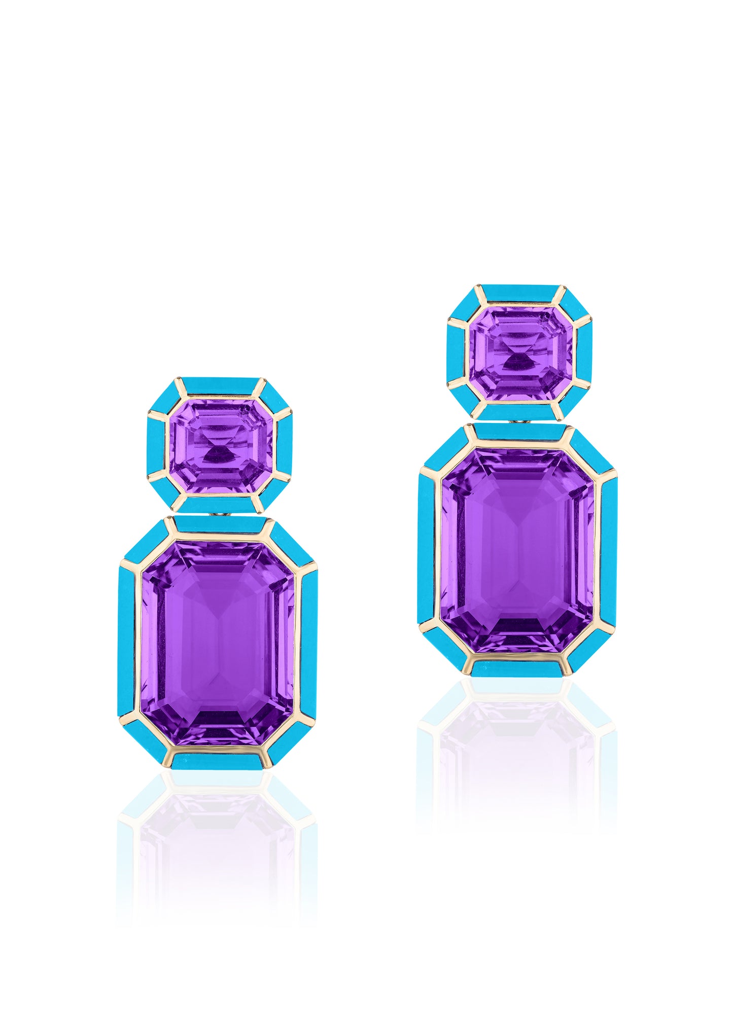 Yellow gold-Amethyst with Turquoise