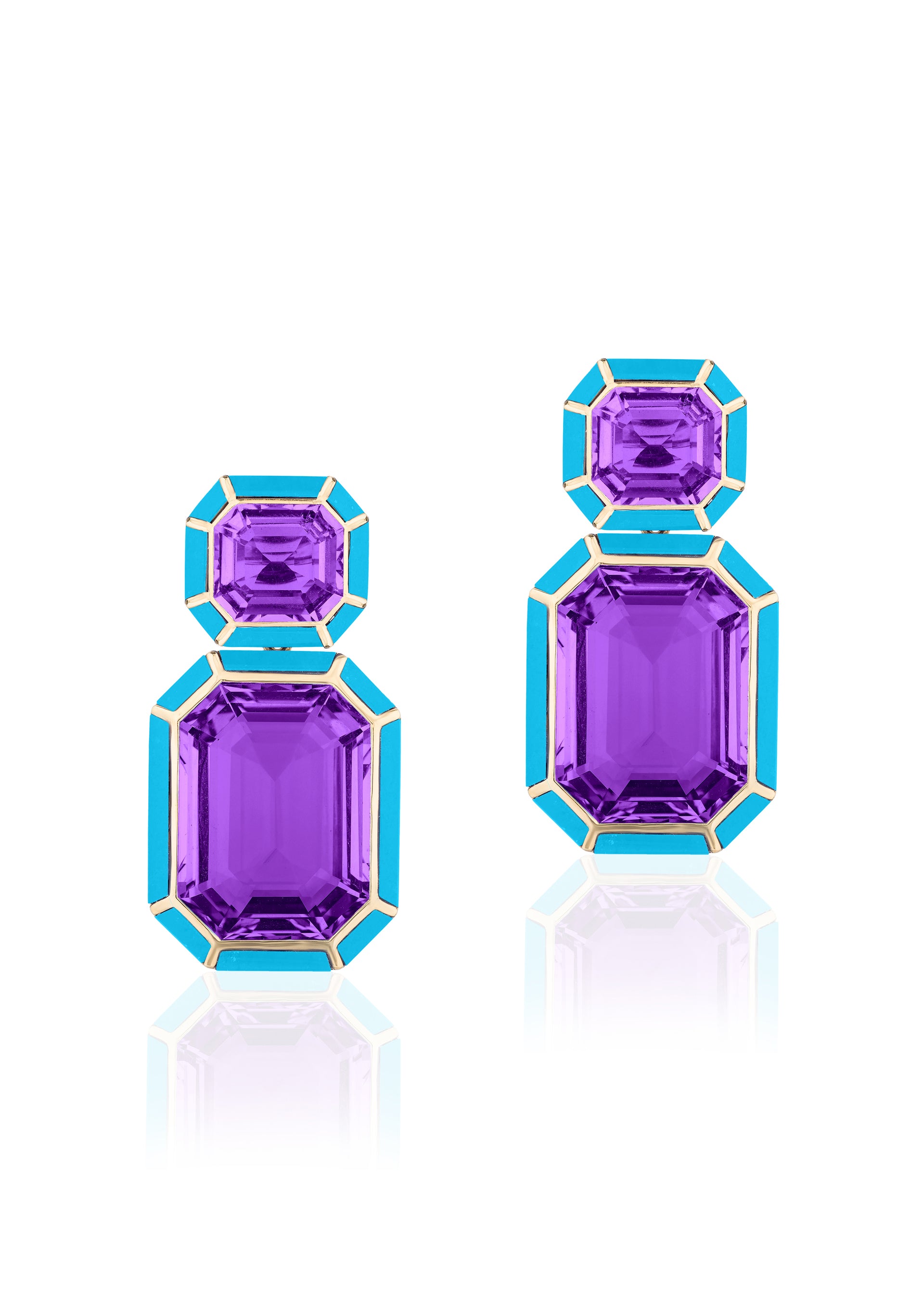 Yellow gold-Amethyst with Turquoise