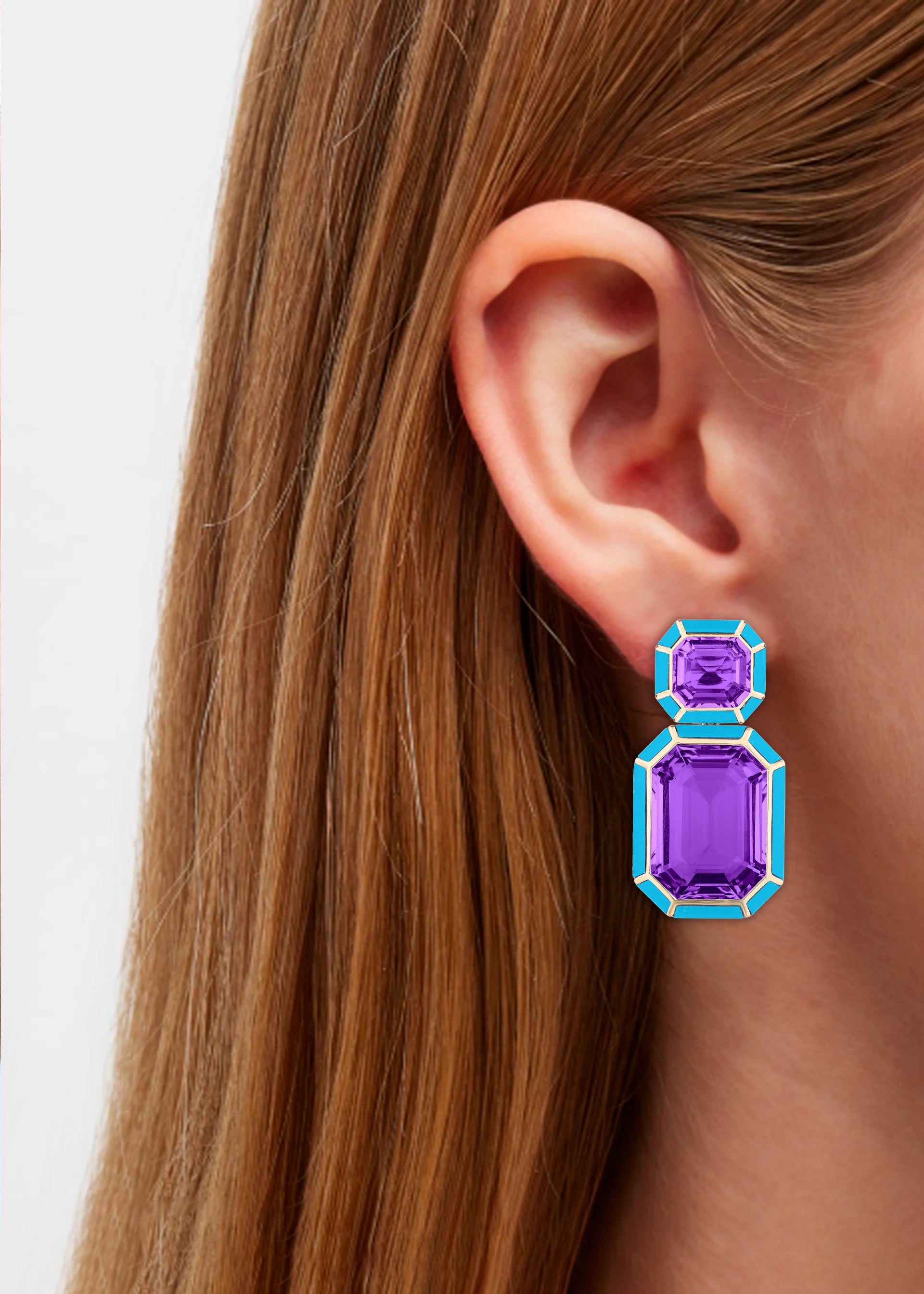 Yellow gold-Amethyst with Turquoise