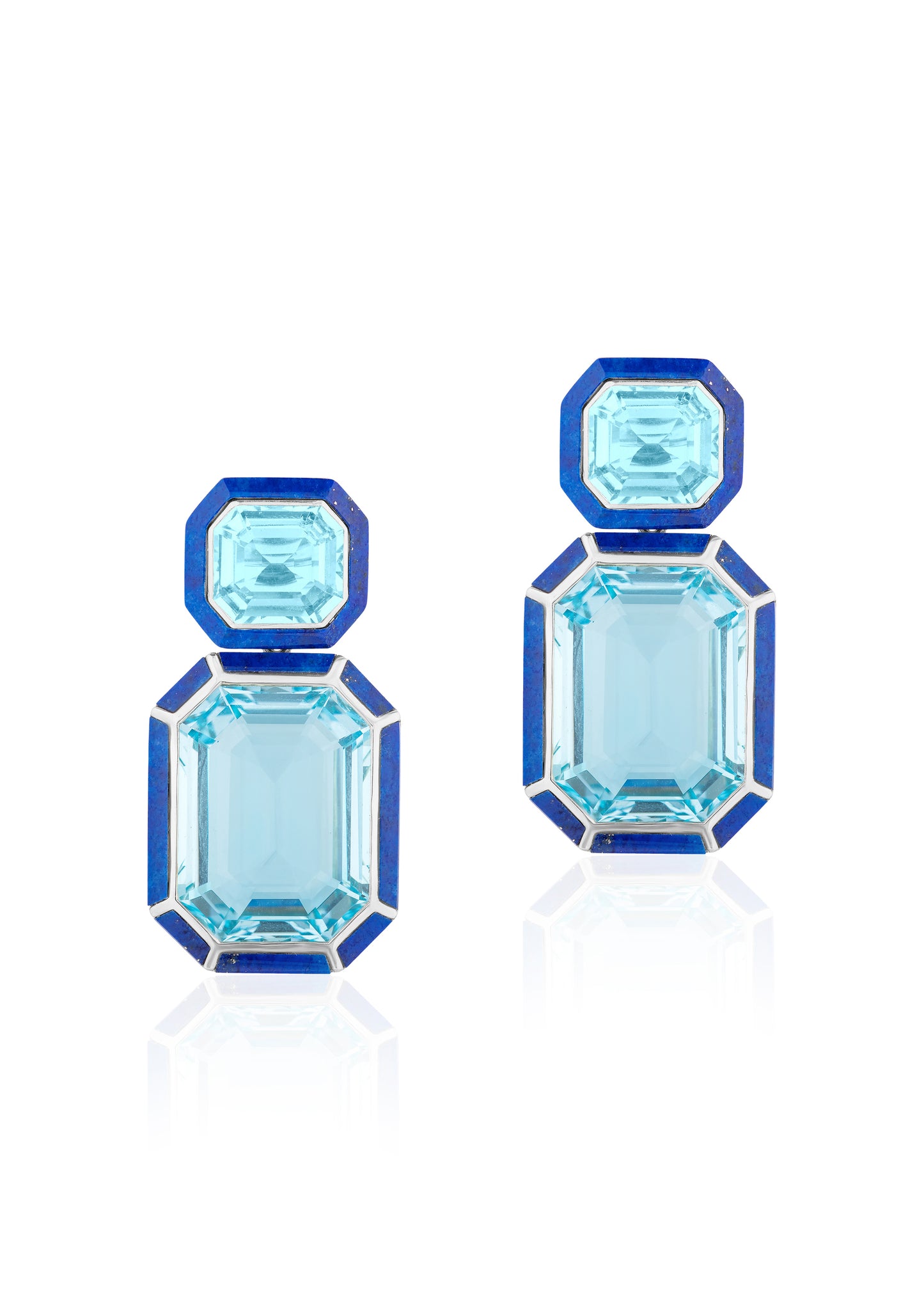 White gold-Blue Topaz with Lapis