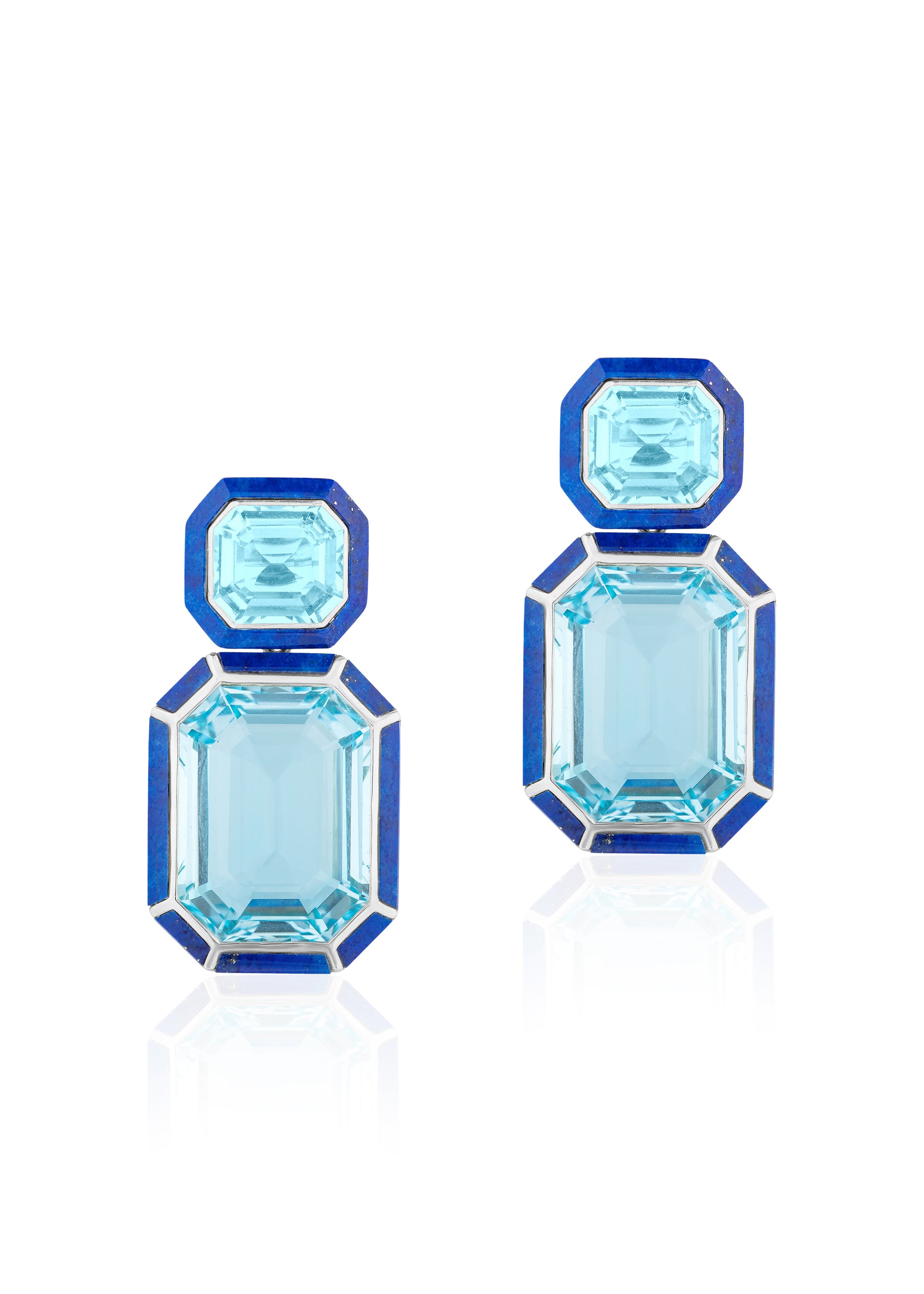 White gold-Blue Topaz with Lapis