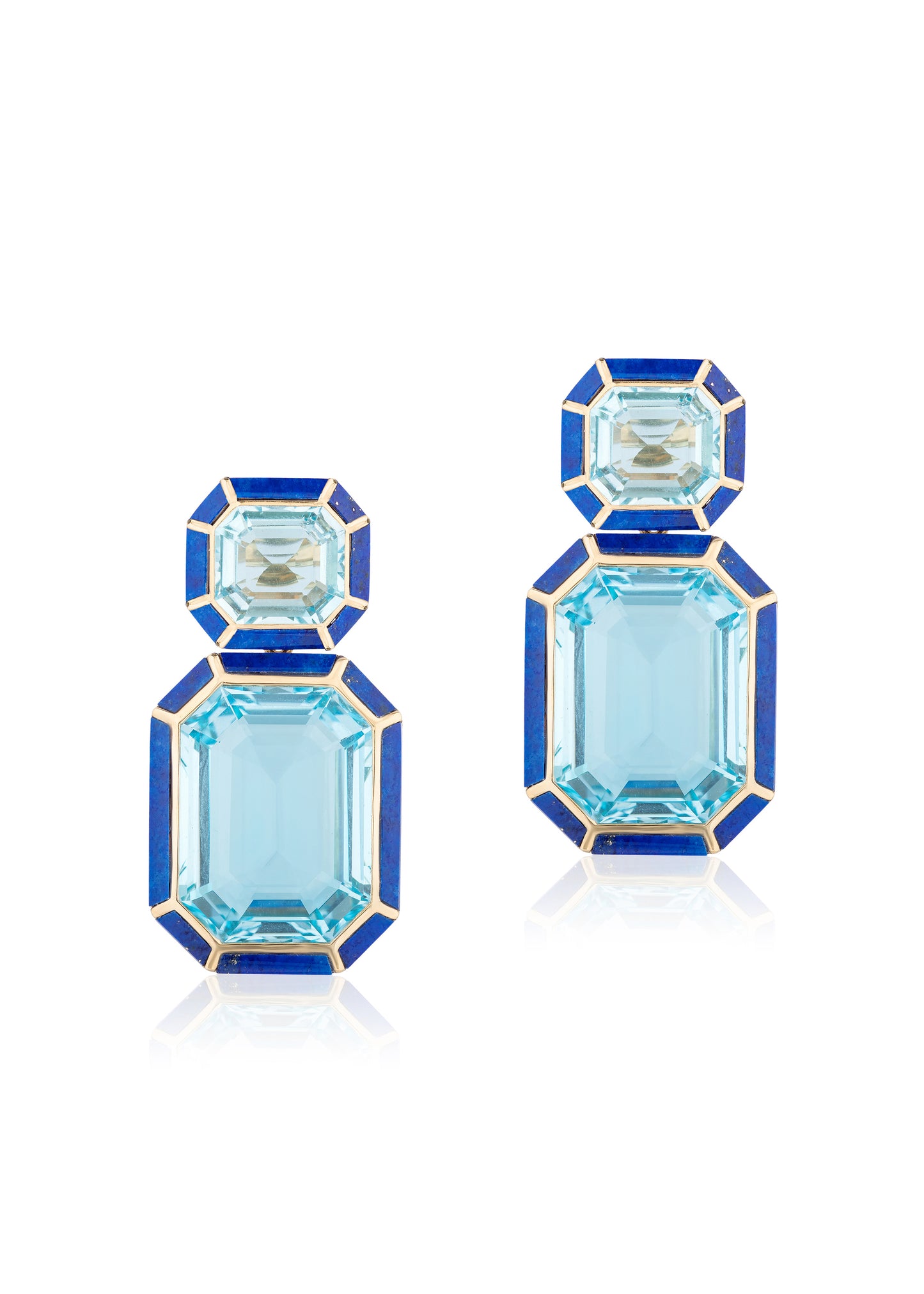 Yellow gold-Blue Topaz with Lapis