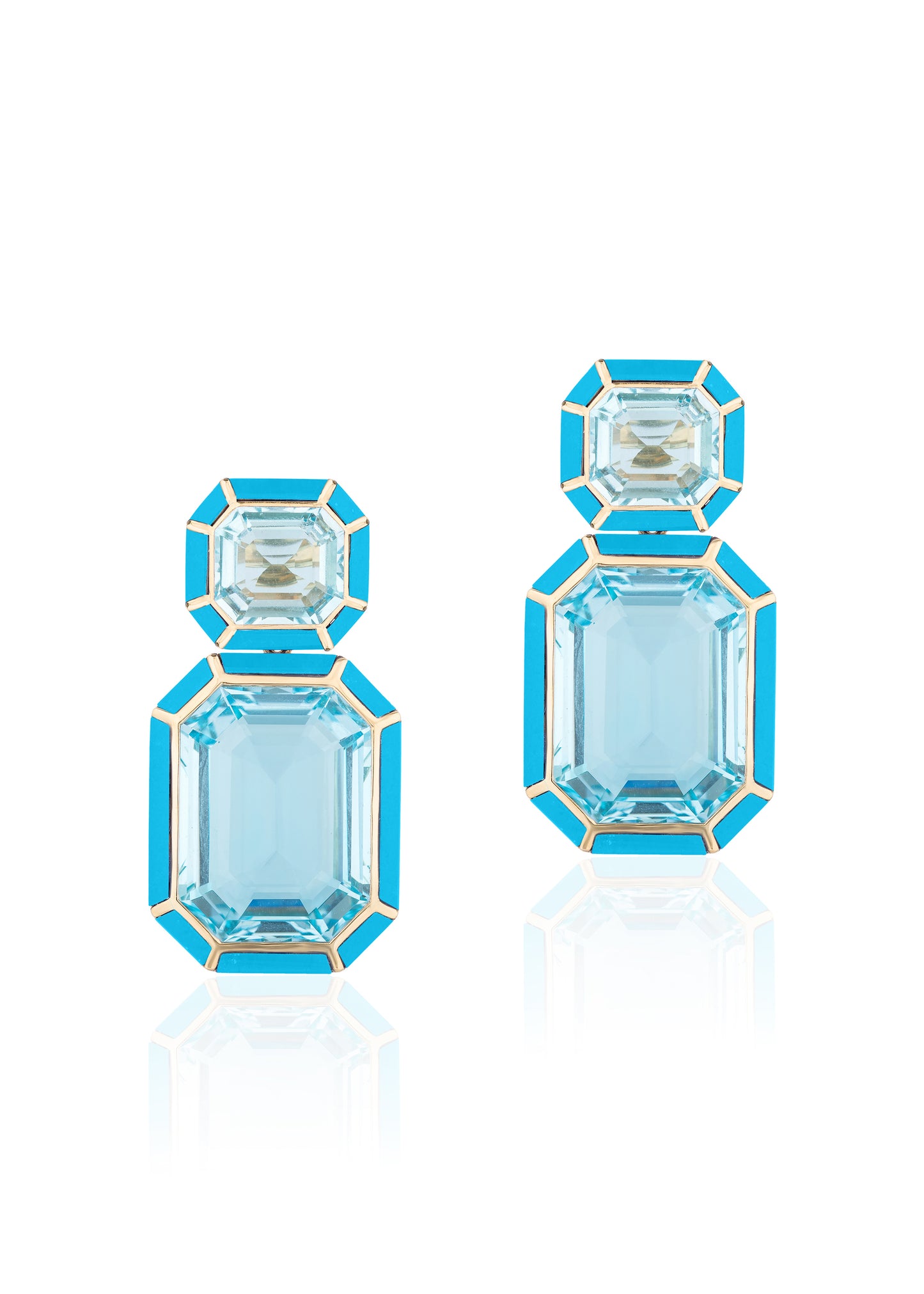 Yellow gold-Blue Topaz with Turquoise