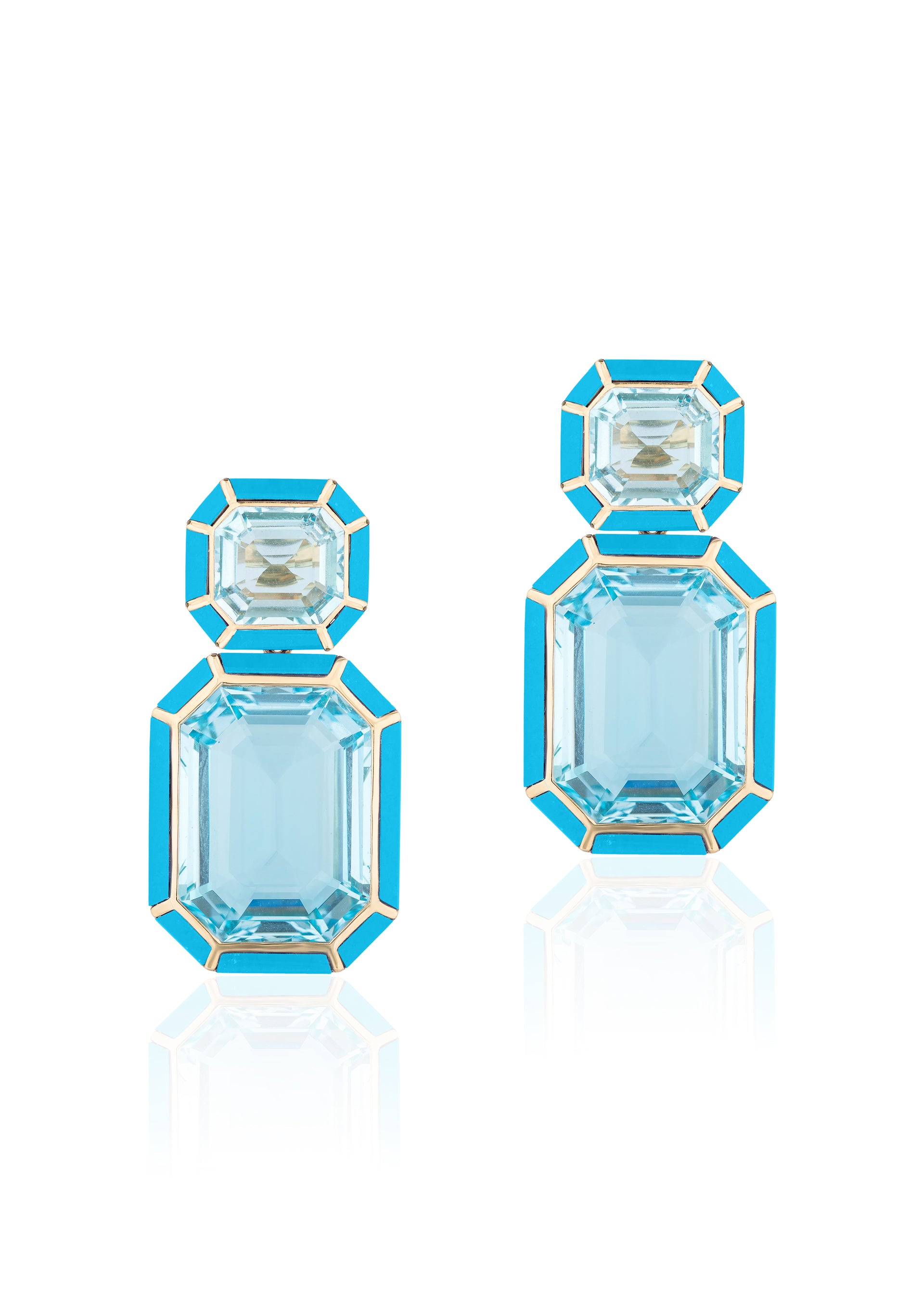 Yellow gold-Blue Topaz with Turquoise