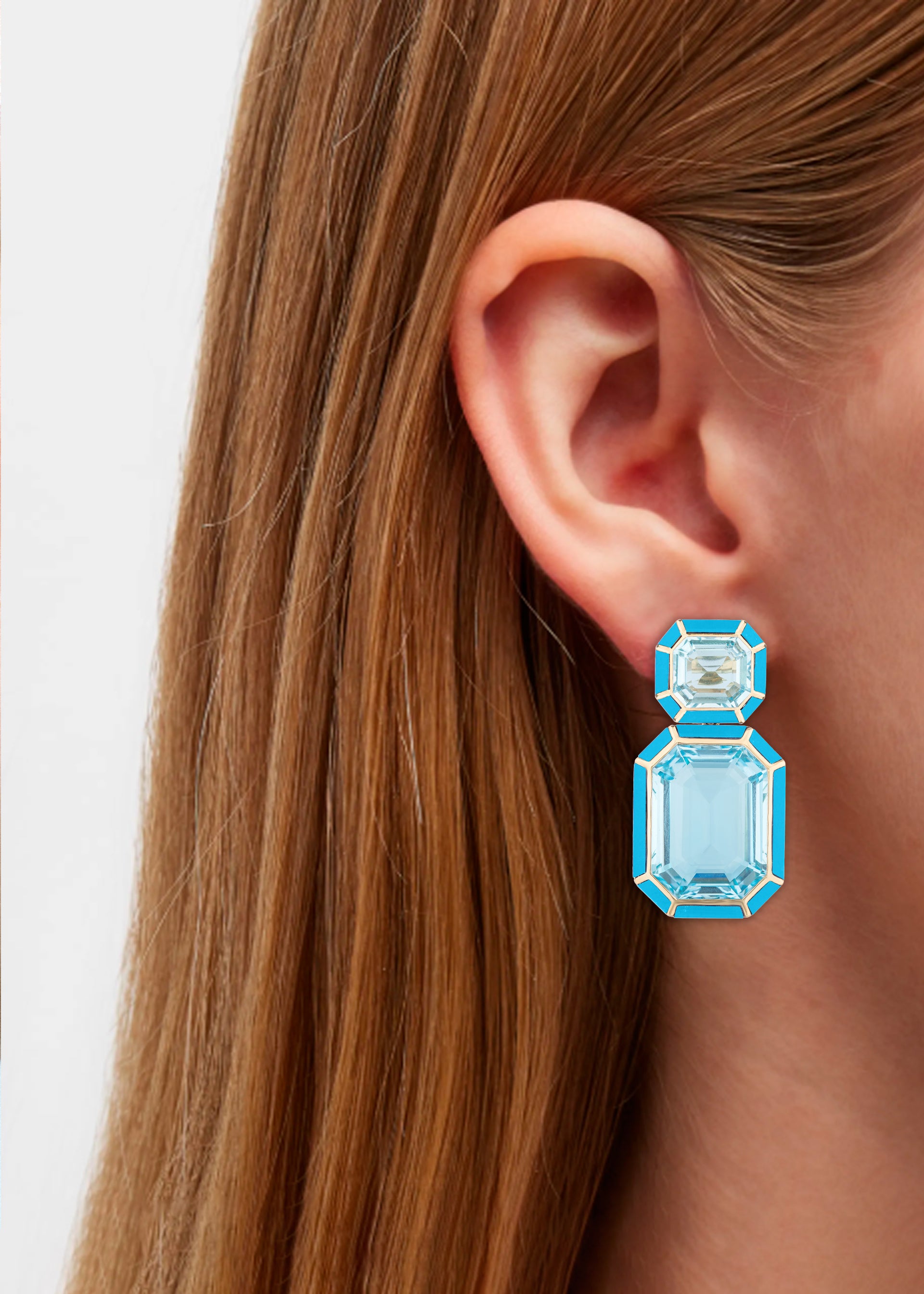 Yellow gold-Blue Topaz with Turquoise