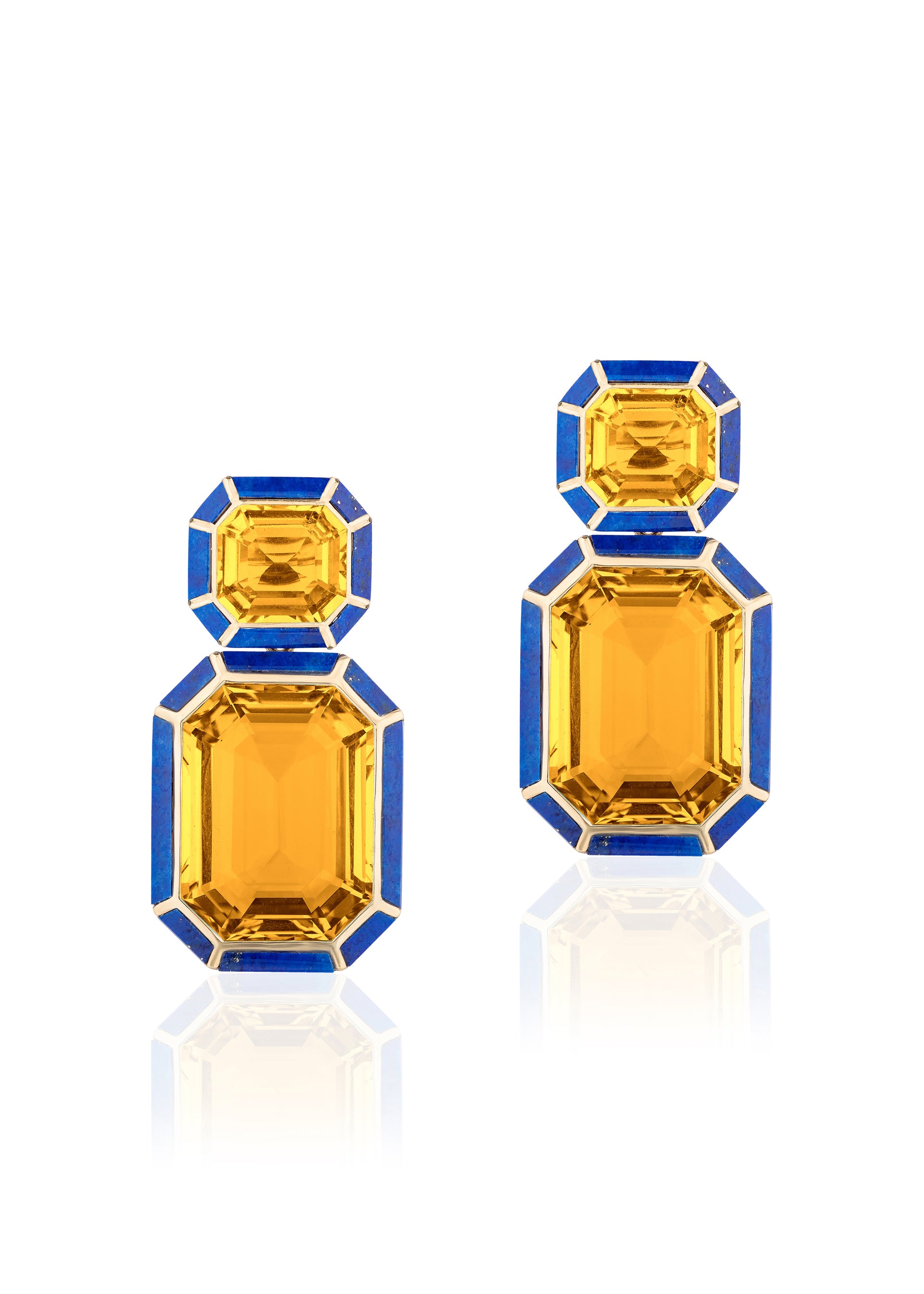Yellow gold-Citrine with Lapis