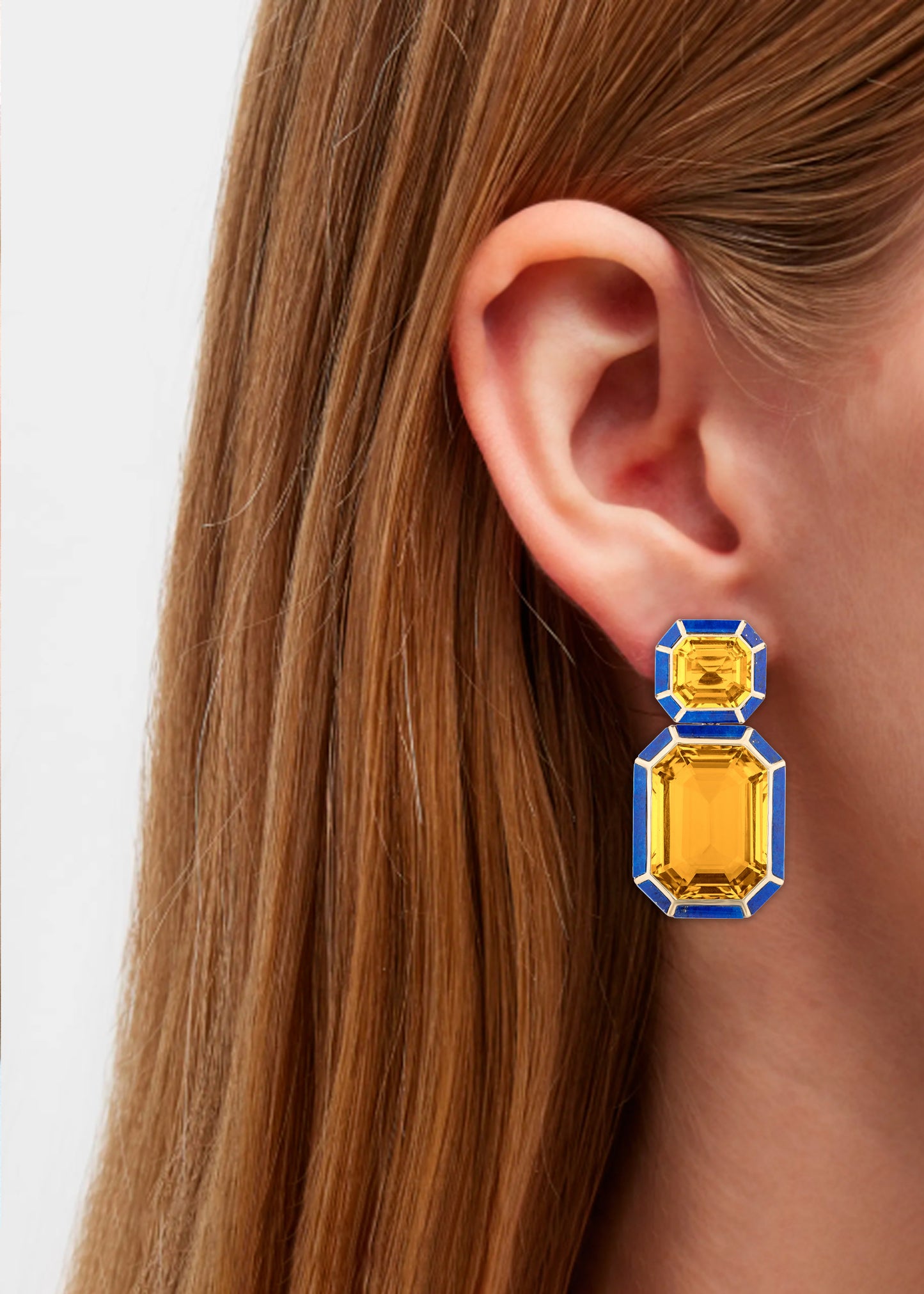 Yellow gold-Citrine with Lapis