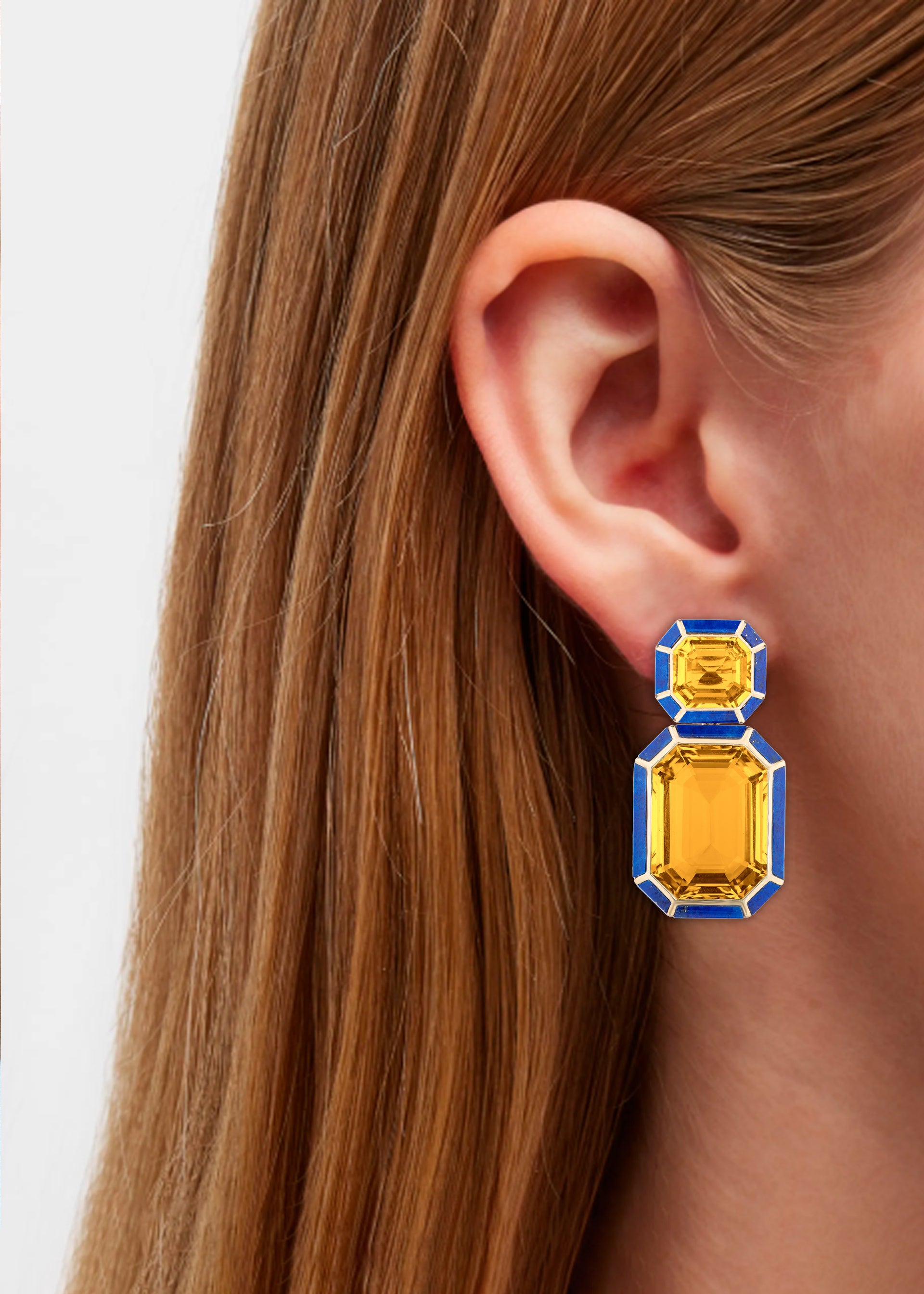 Yellow gold-Citrine with Lapis