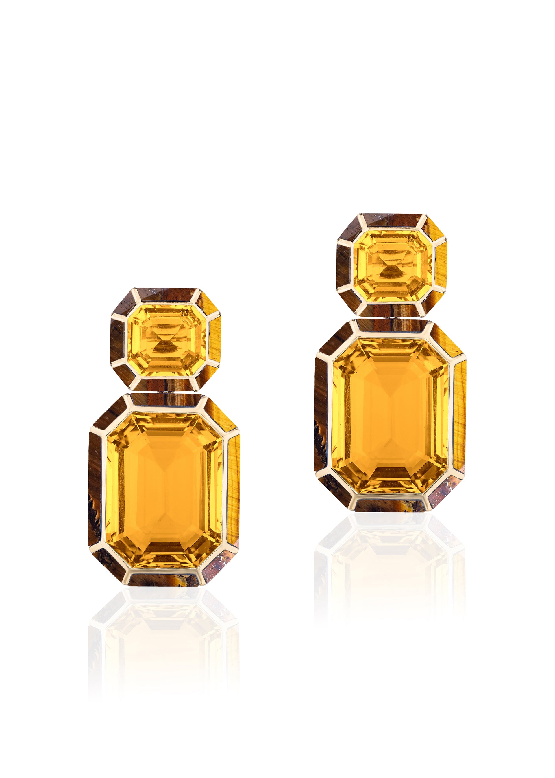 Yellow gold-Citrine with Tiger Eye