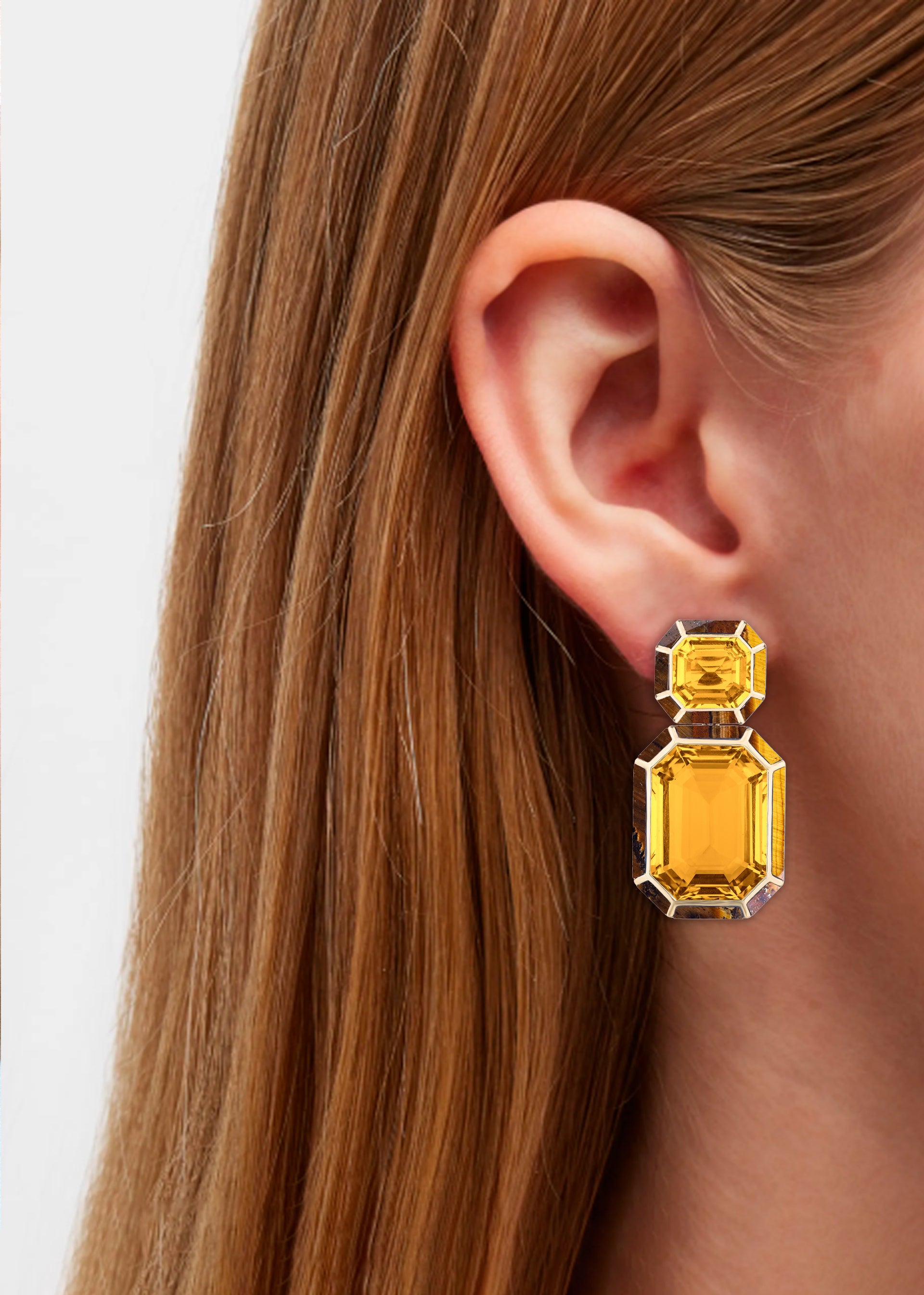Yellow gold-Citrine with Tiger Eye