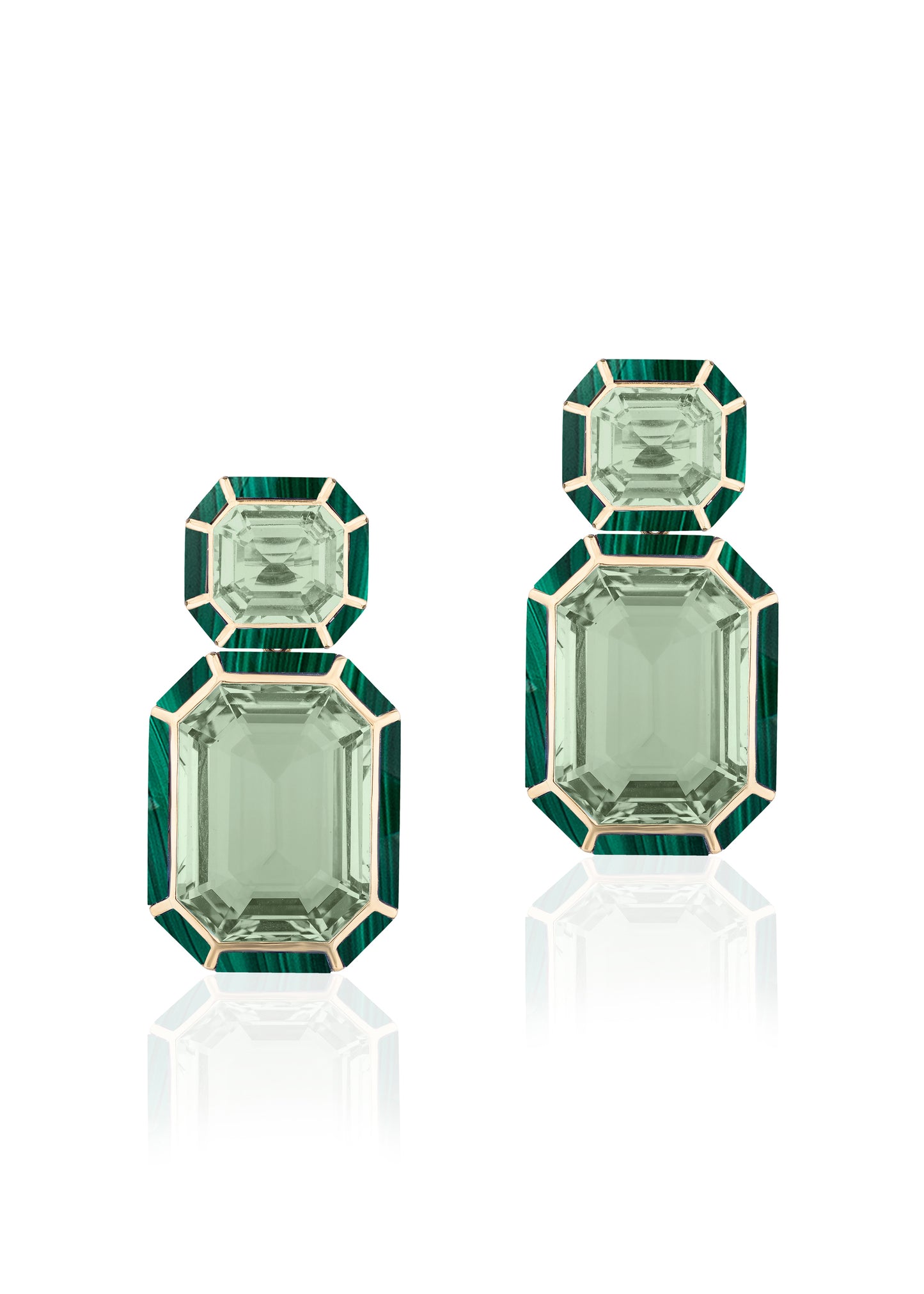 Yellow gold-Prasiolite with Malachite