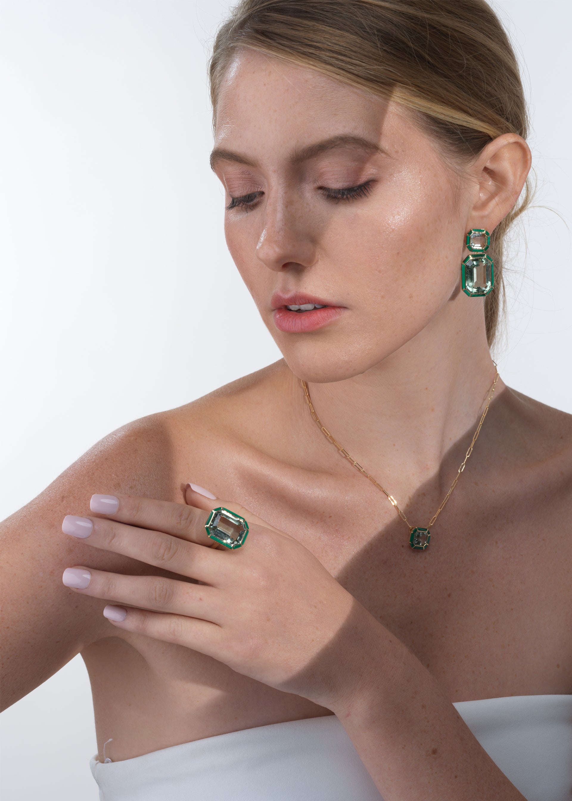 Yellow gold-Prasiolite with Malachite