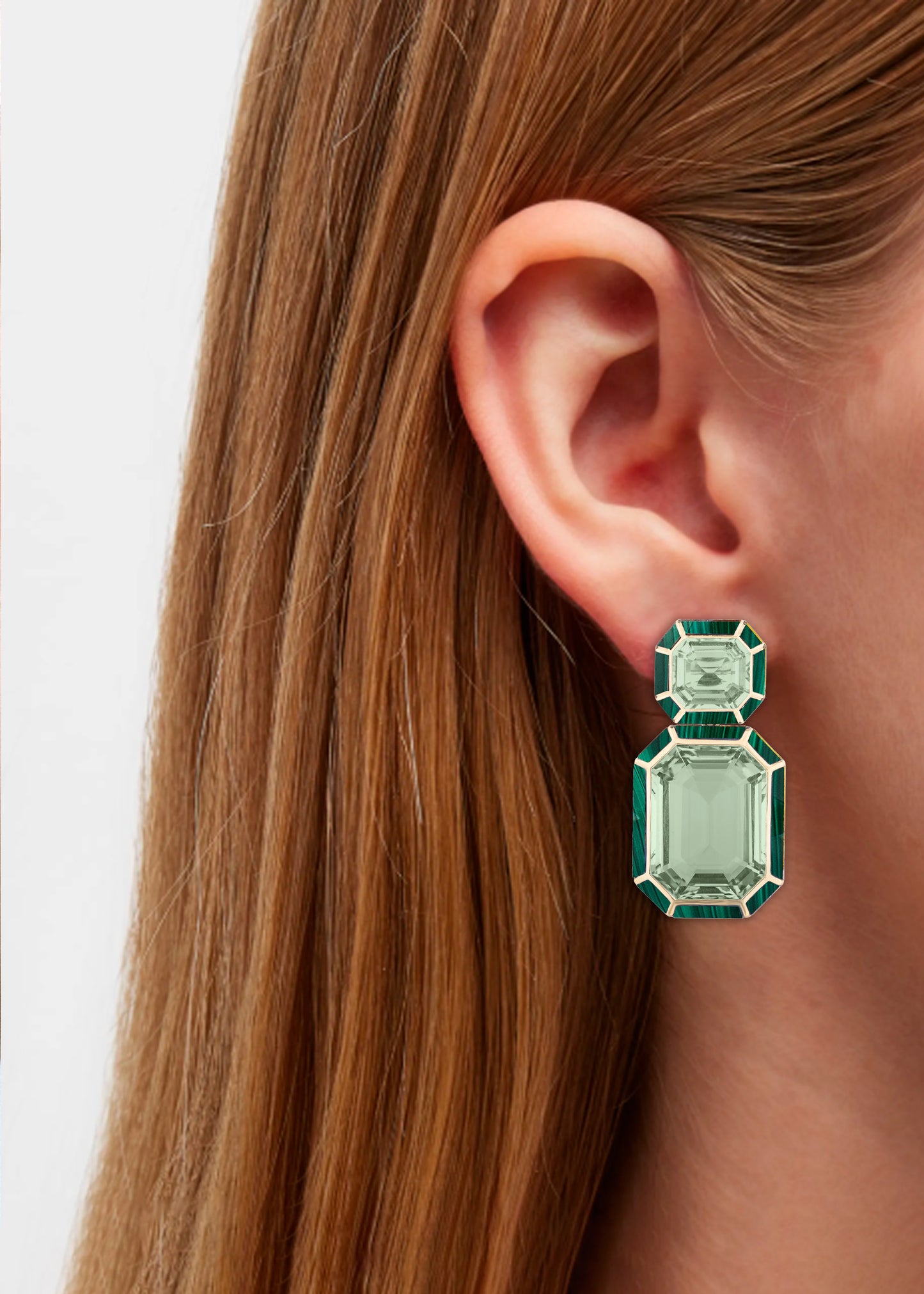 Yellow gold-Prasiolite with Malachite