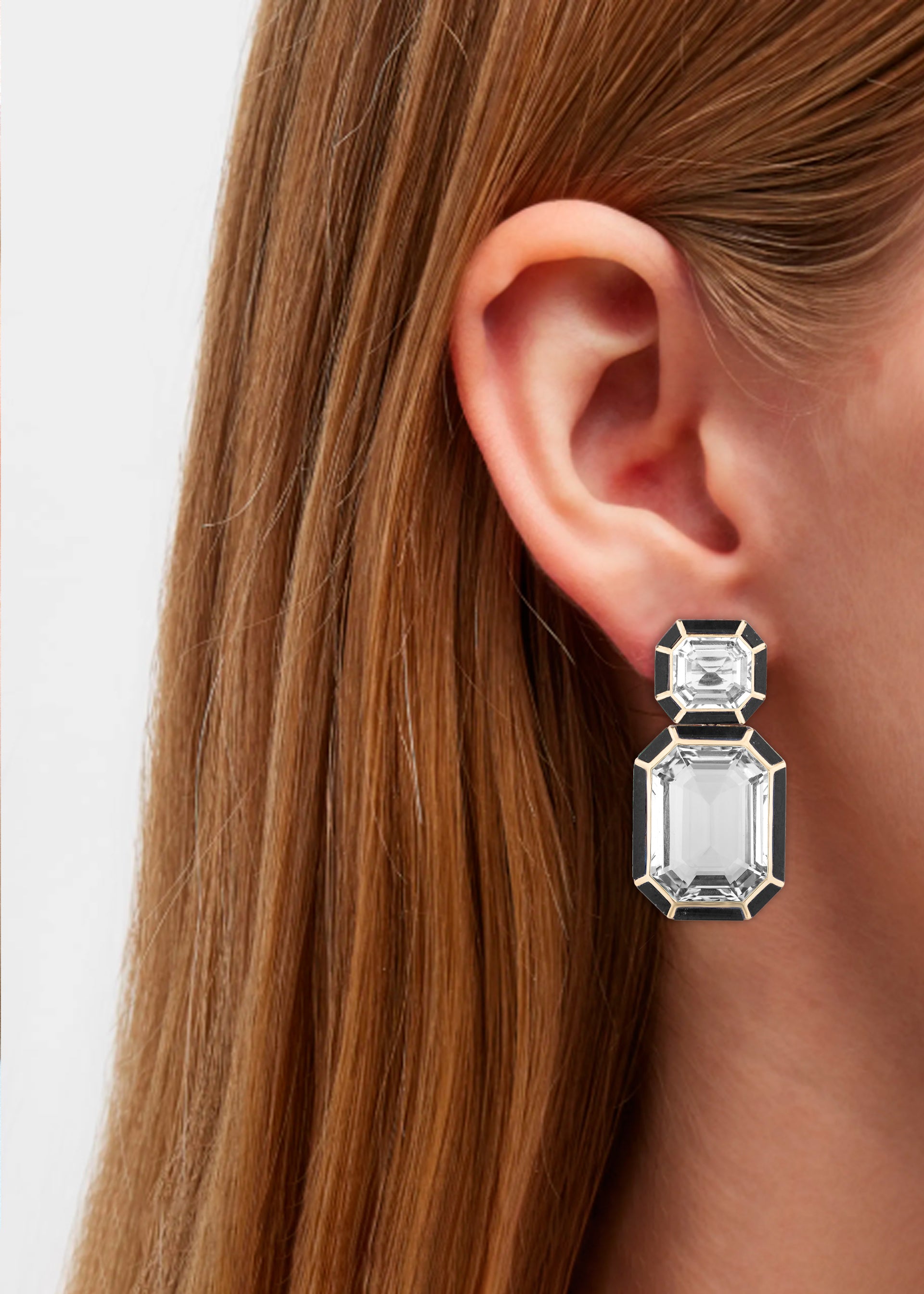 Yellow gold-Rock Crystal with Onyx