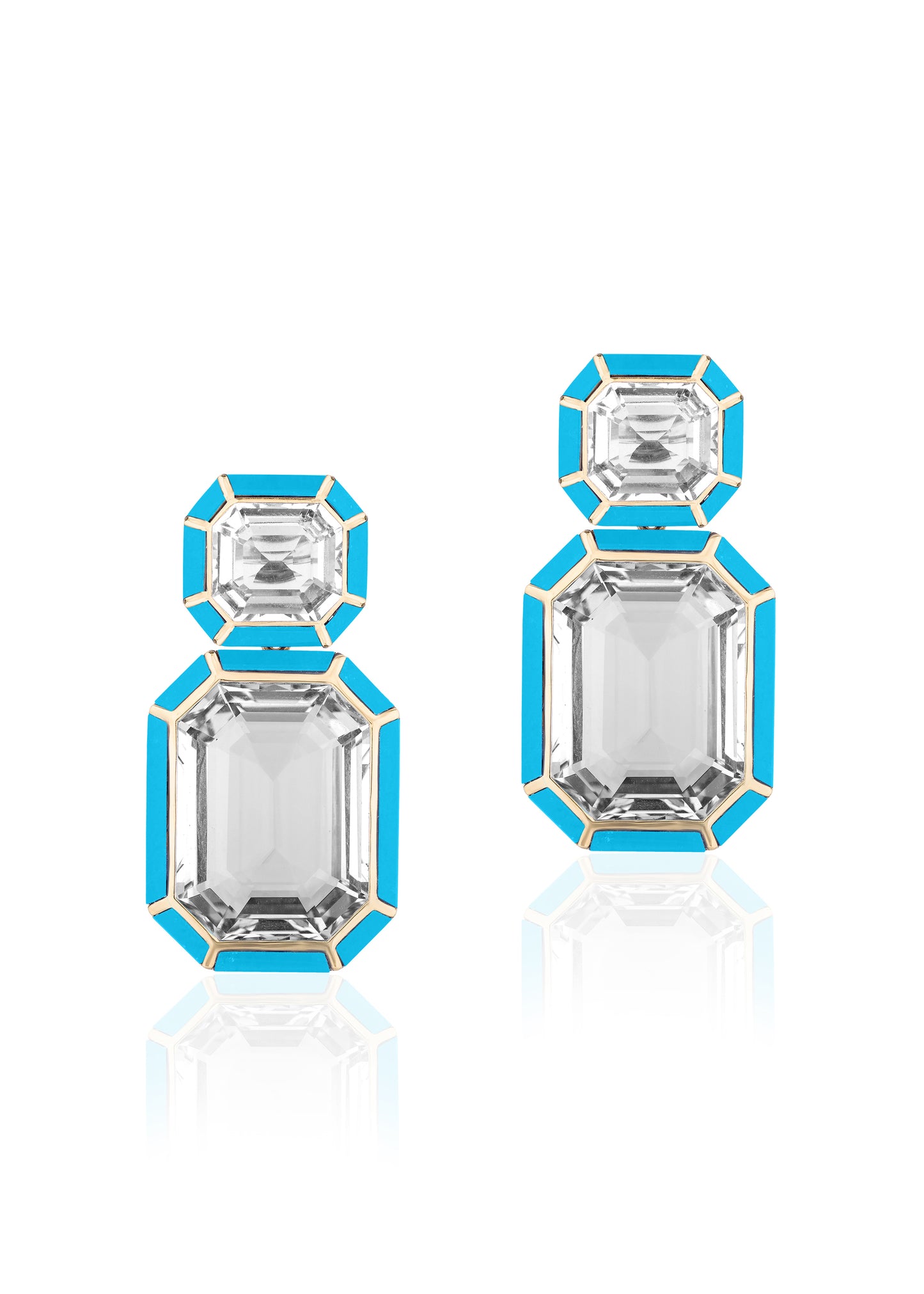 Yellow gold-Rock Crystal with Turquoise