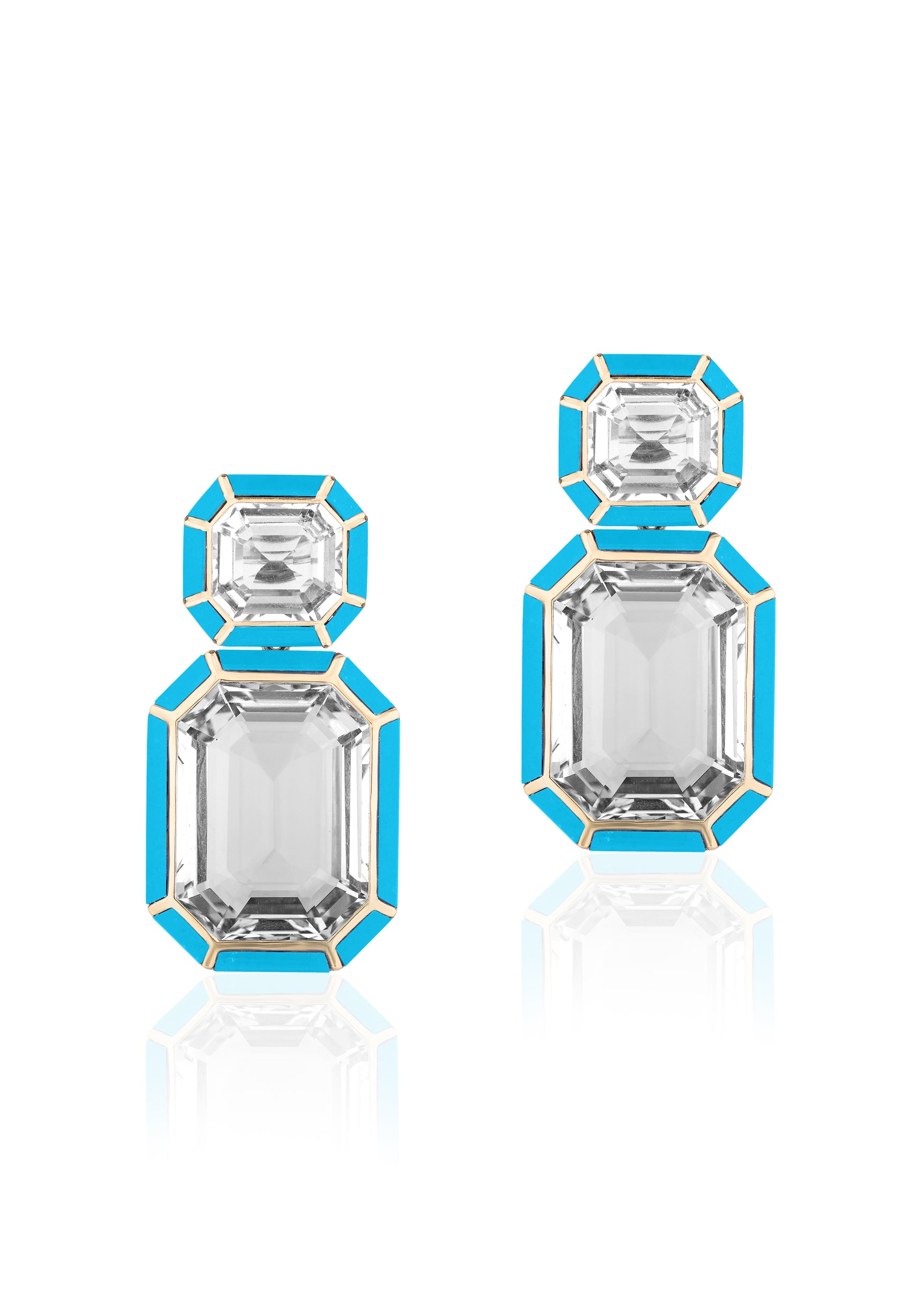 Yellow gold-Rock Crystal with Turquoise