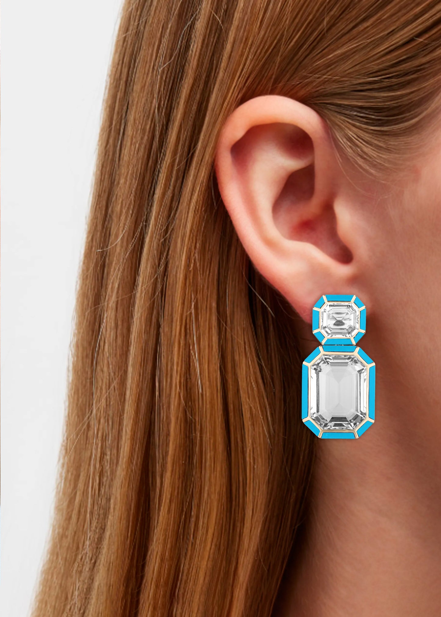 Yellow gold-Rock Crystal with Turquoise