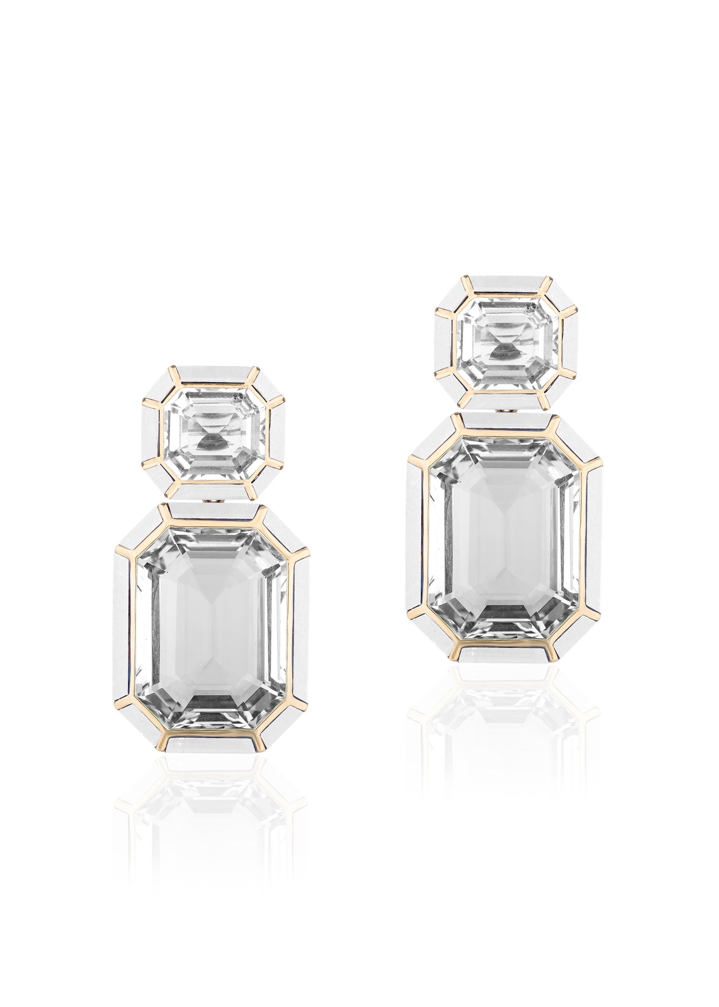 Yellow gold-Rock Crystal with White Agate