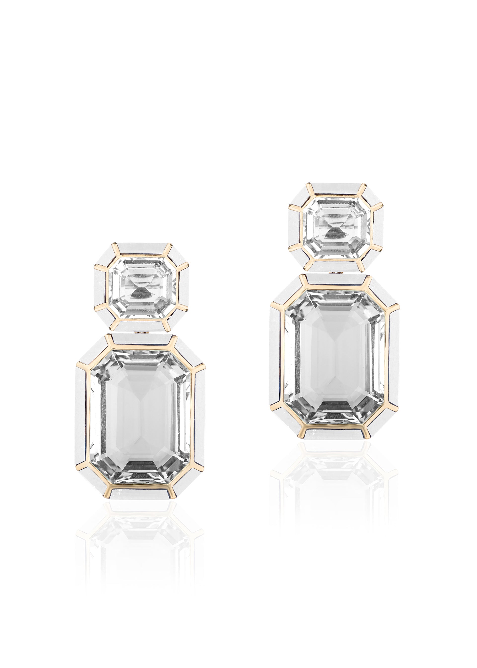 Yellow gold-Rock Crystal with White Agate