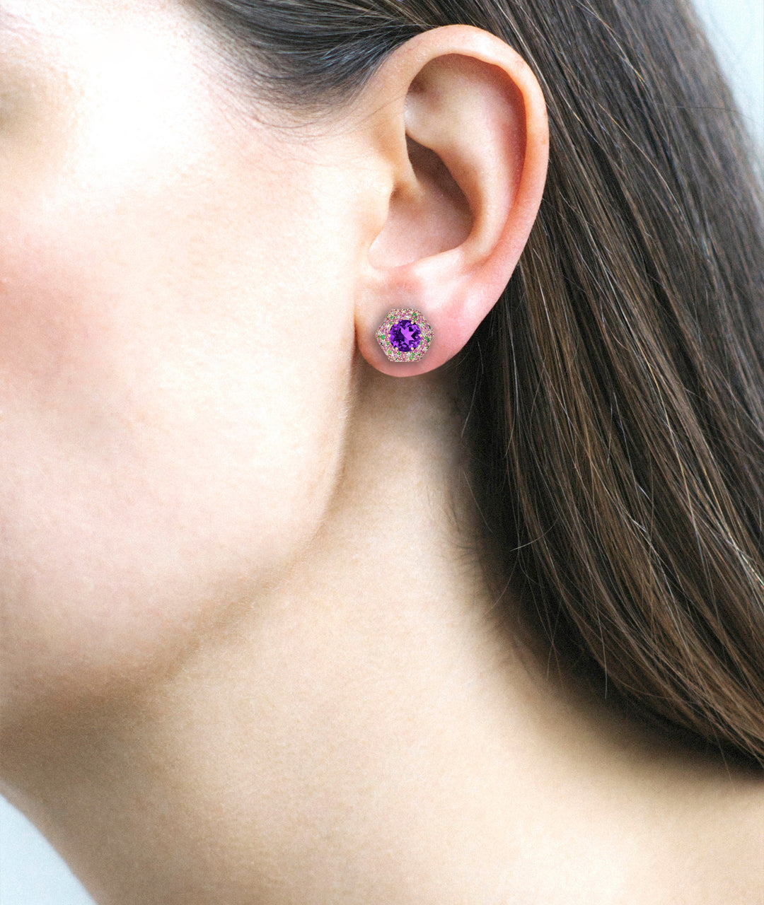 Amethyst with Pink Sapphire, Tsavorite & Diamond