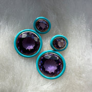 Amethyst with Turquoise Inlay Oval Earrings