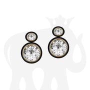 Rock Crystal with Onyx Inlay Oval Earrings