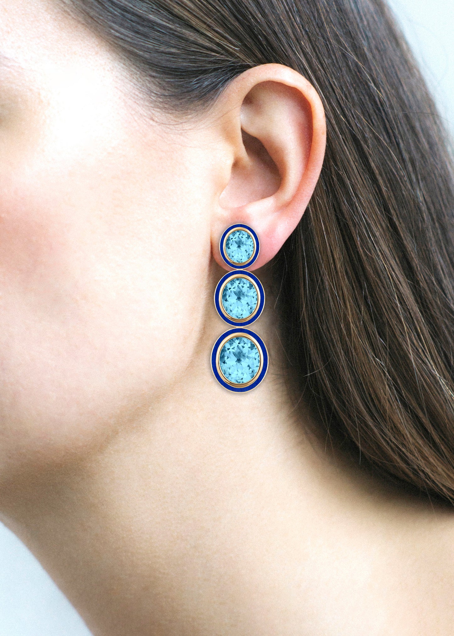 Yellow gold-Blue Topaz with Lapis