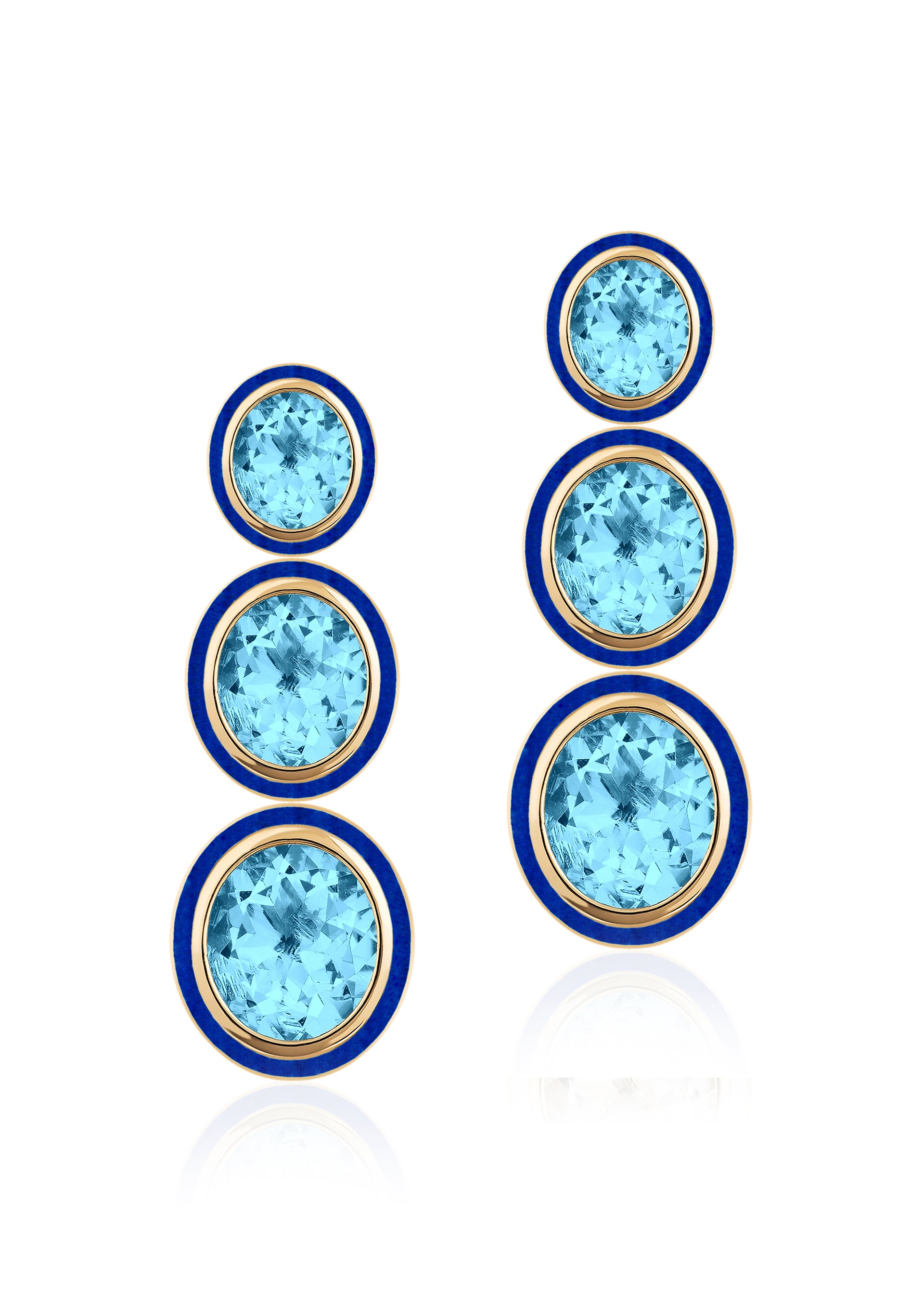 Yellow gold-Blue Topaz with Lapis