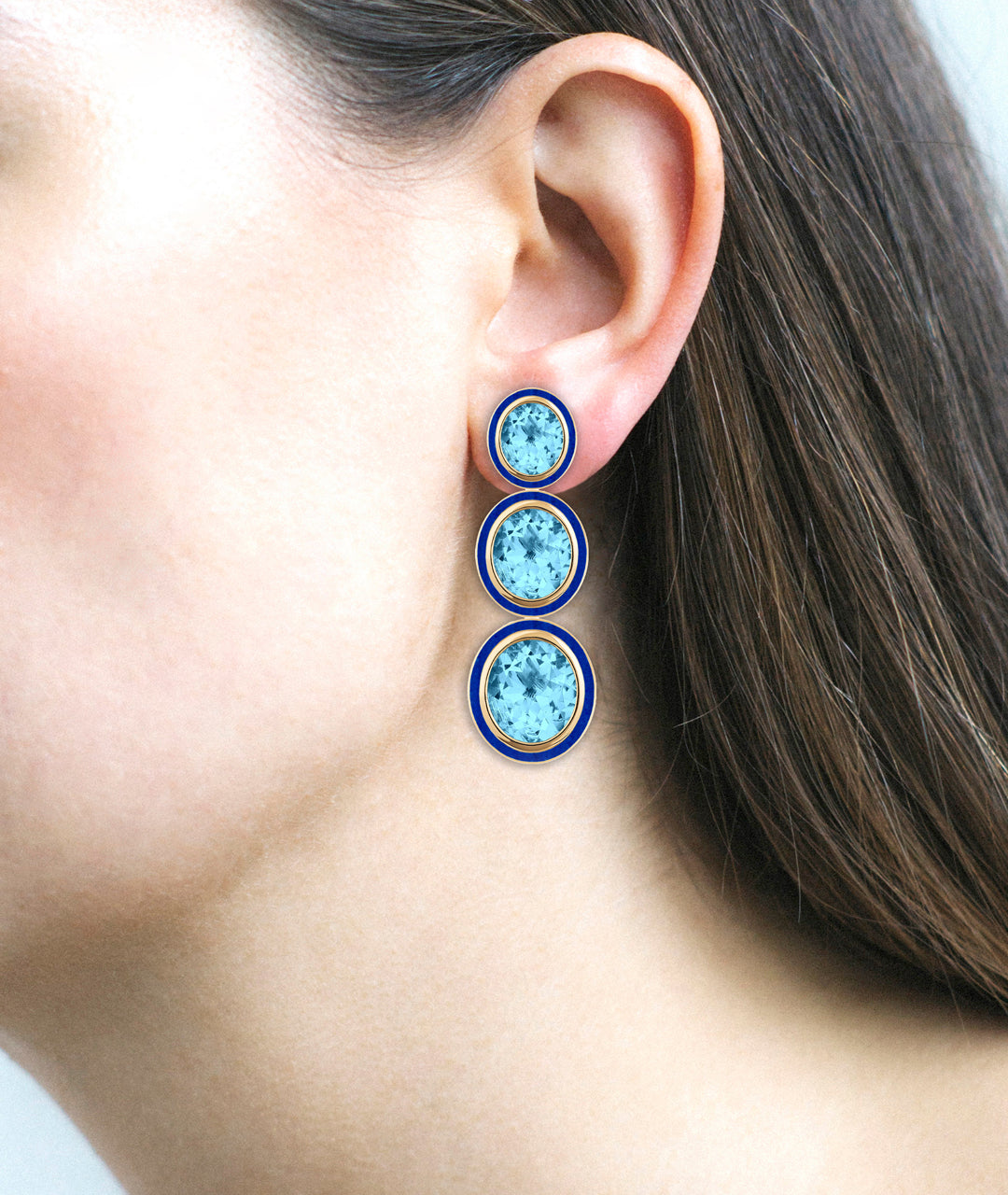 Yellow gold-Blue Topaz with Lapis