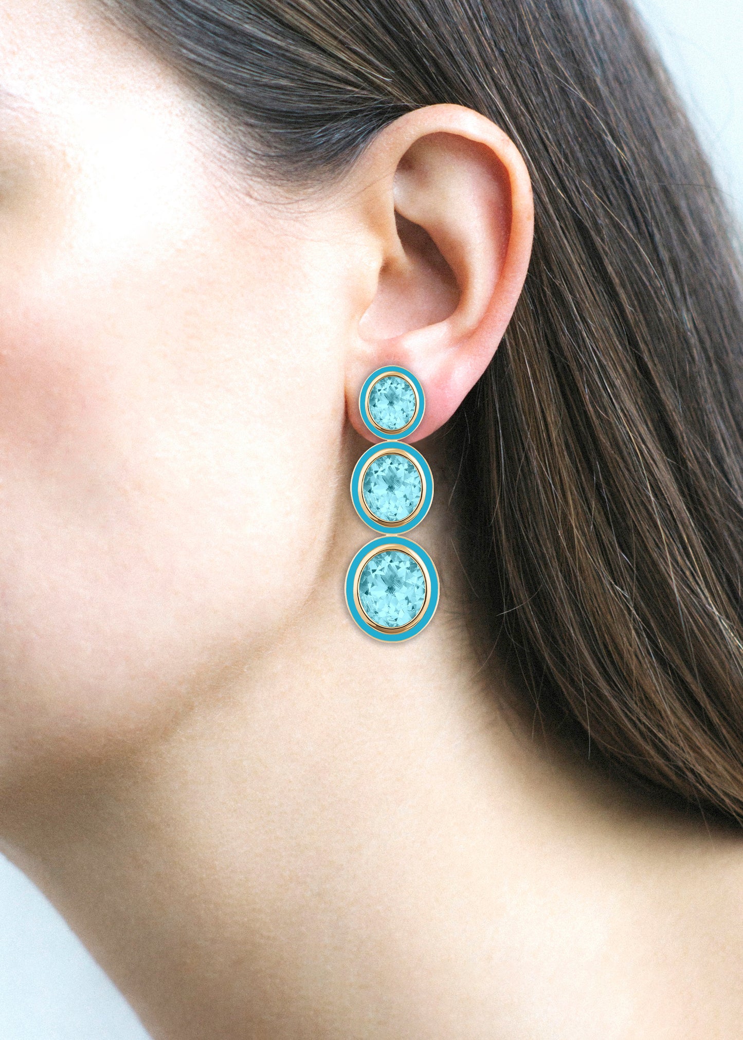 Yellow gold-Blue Topaz with Turquoise
