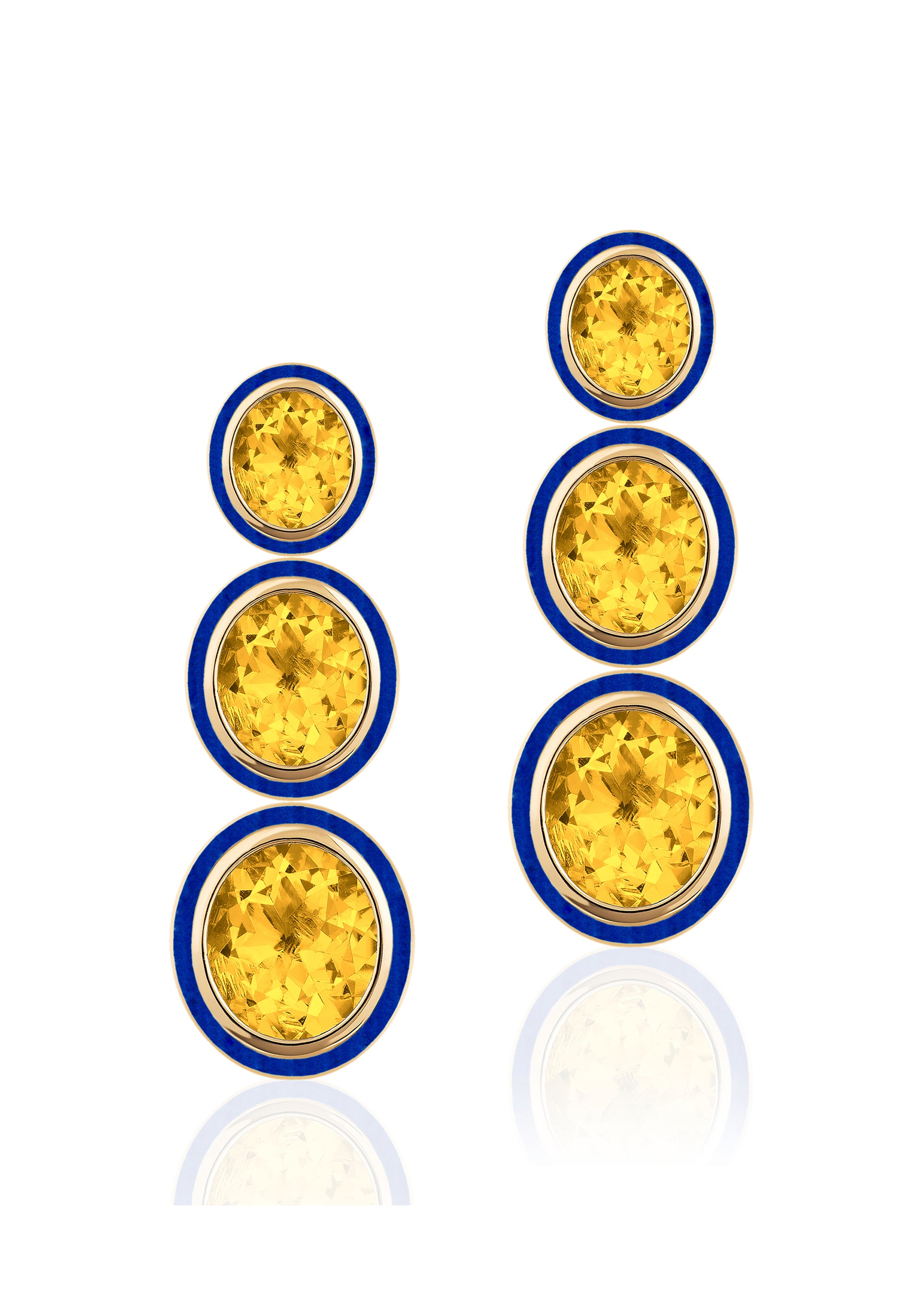 Yellow gold-Citrine with Lapis