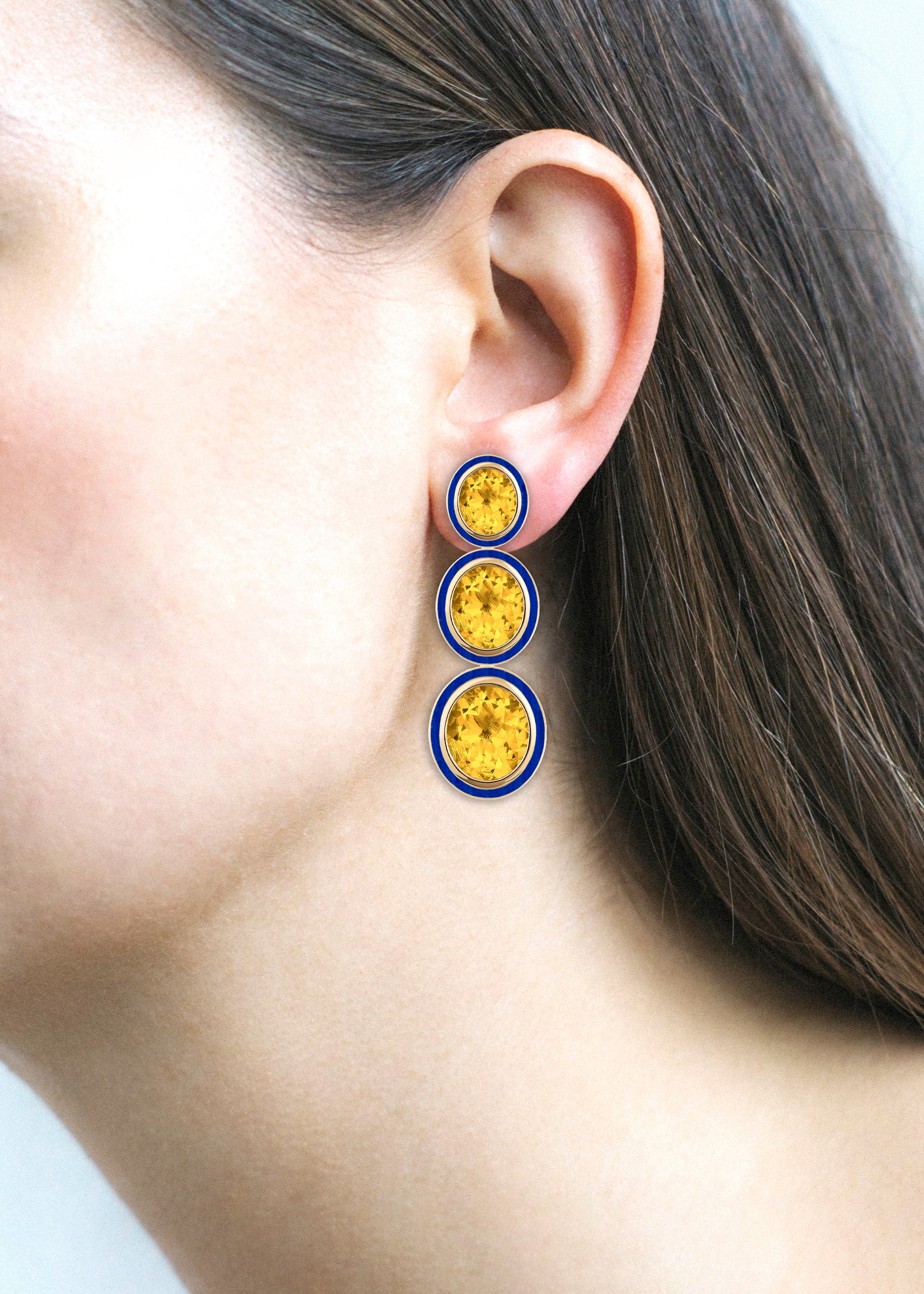 Yellow gold-Citrine with Lapis
